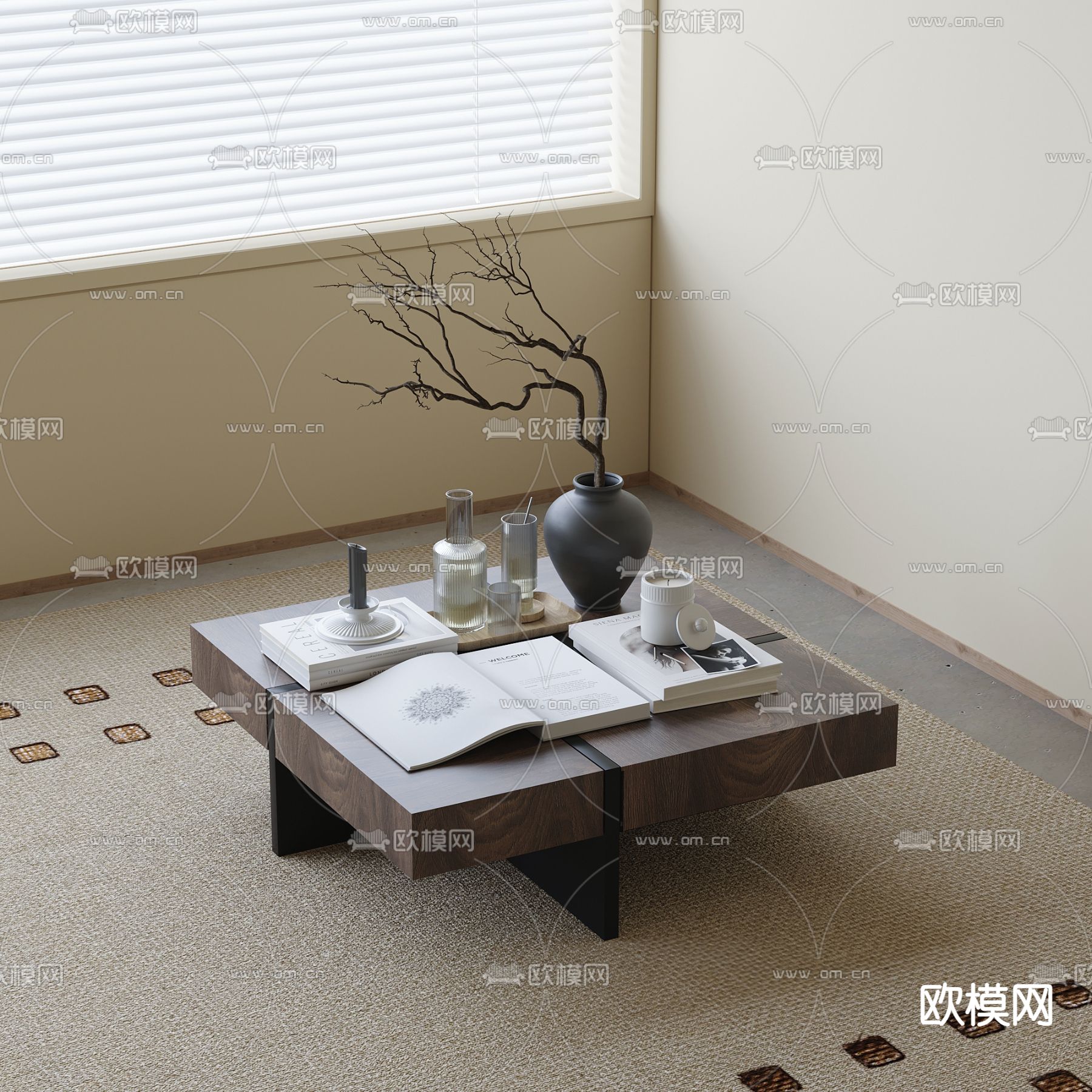 侘寂茶几3d模型下载