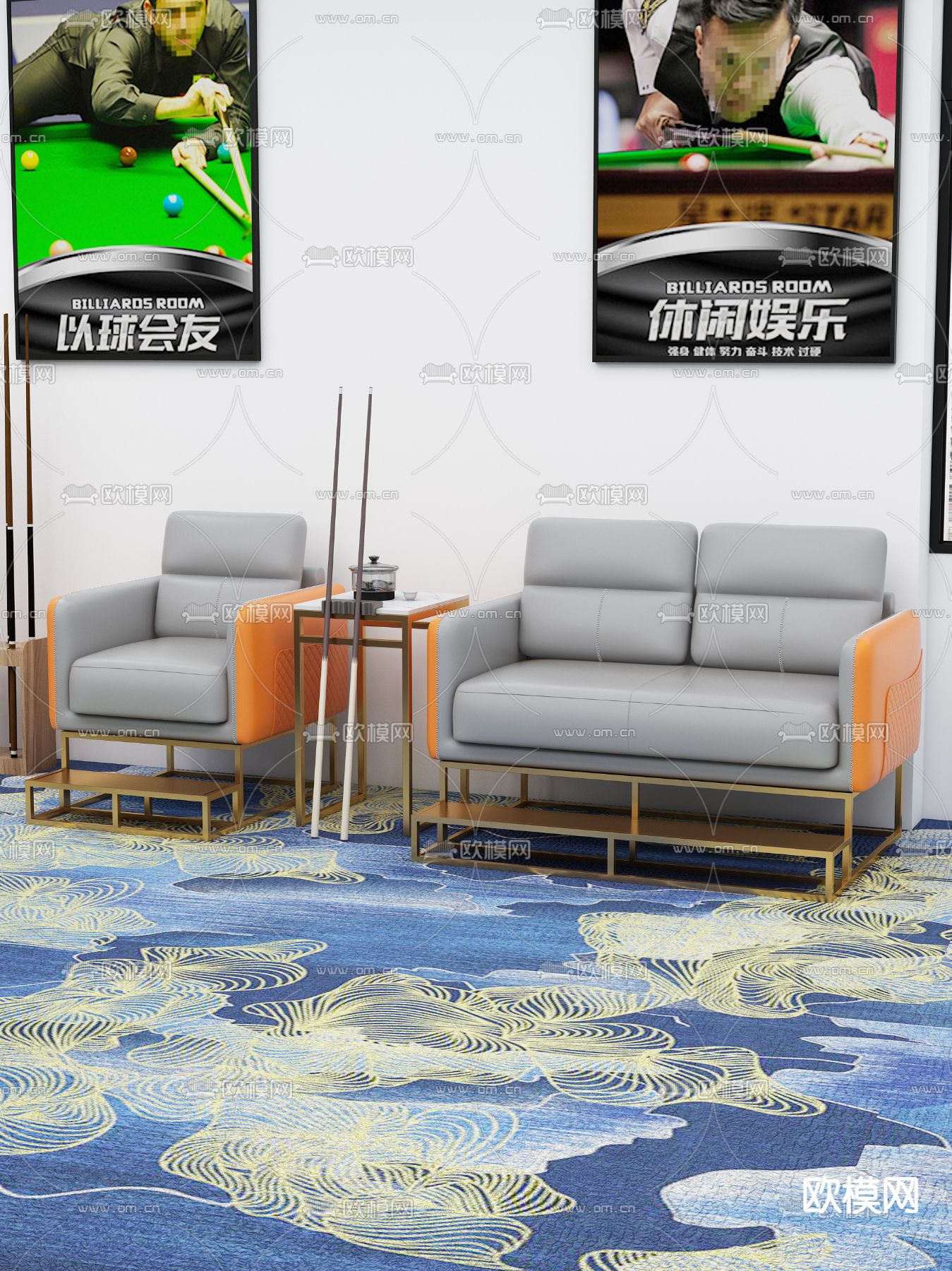 台球桌3d模型下载（渲染图2）