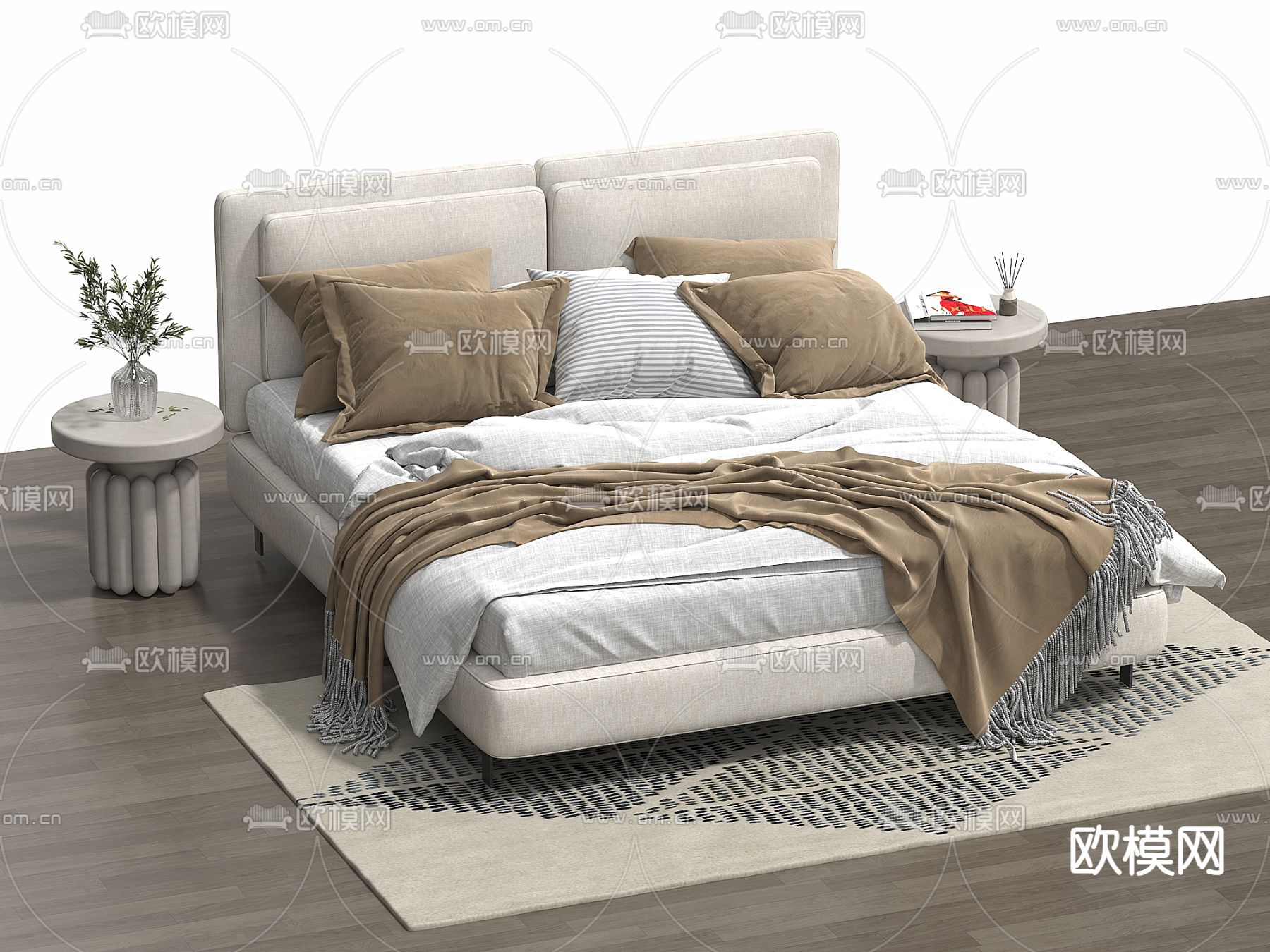 双人床3d模型下载