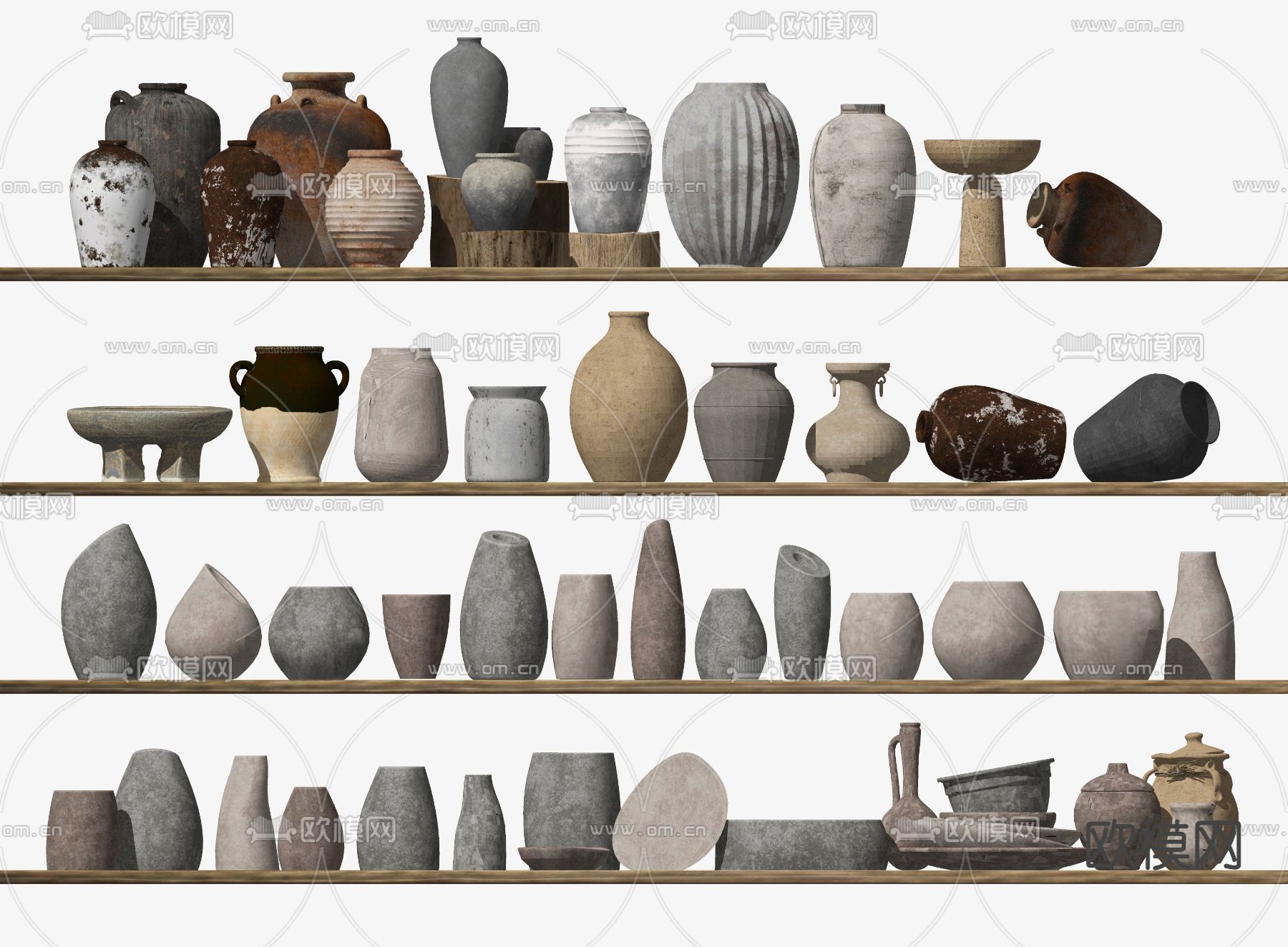 罐子 陶罐 陶罐小品 园艺小品su模型下载（渲染图1）