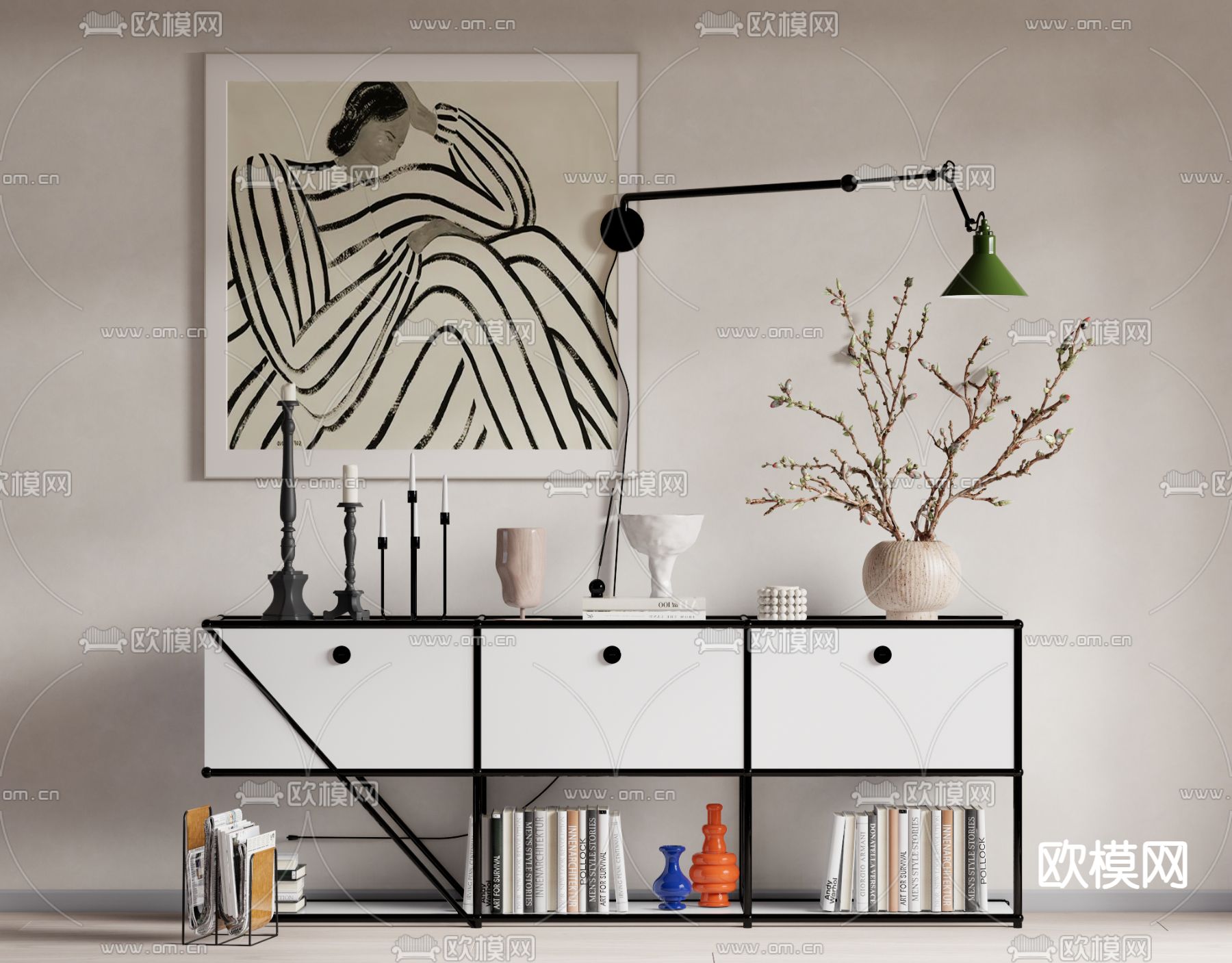 现代储物柜su模型下载（渲染图1）