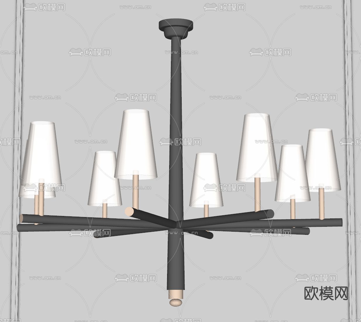 新中式吊灯su模型下载（渲染图2）