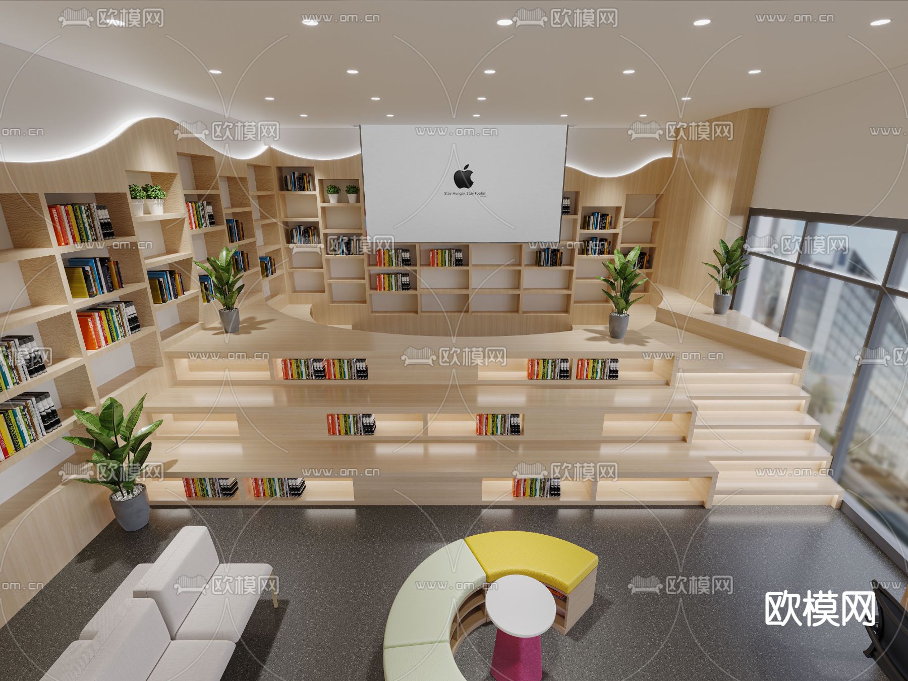 图书馆 阅读室3d模型下载（渲染图4）