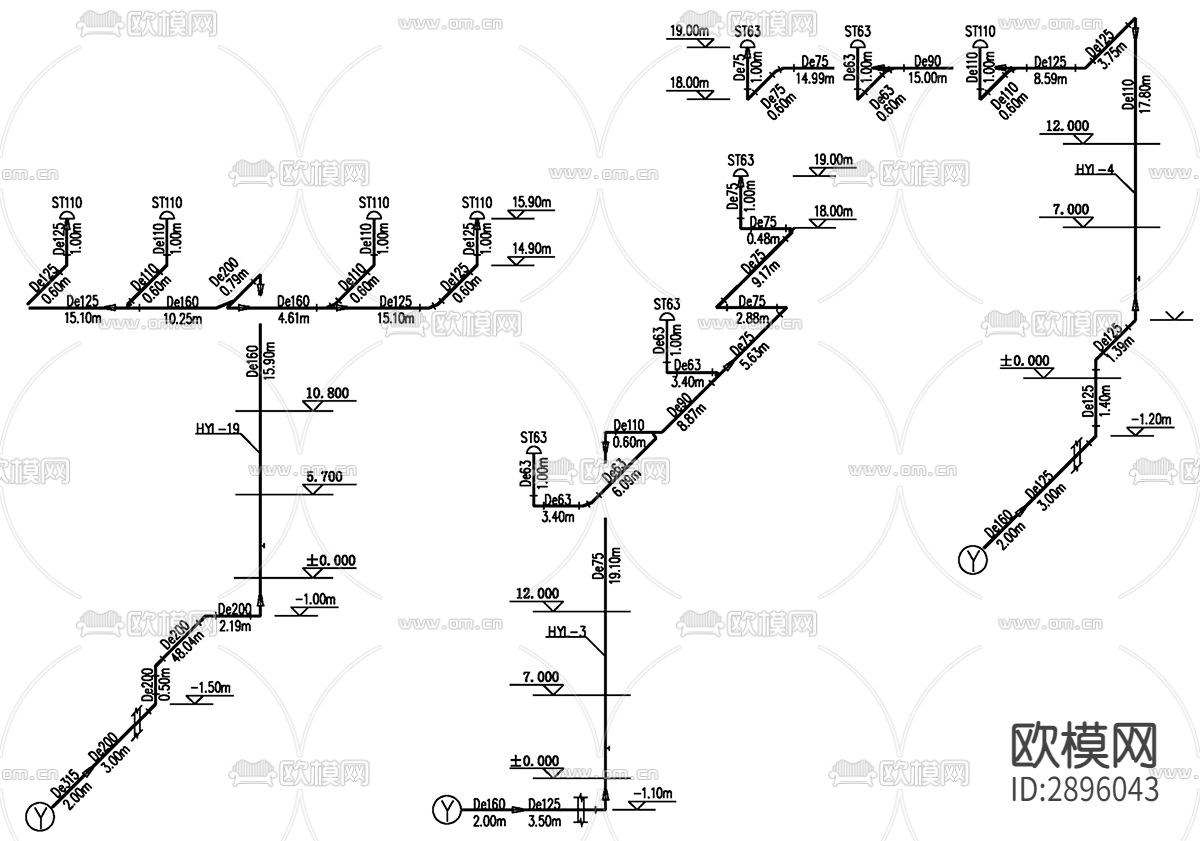 购物中心给排水系统设计CAD施工图下载（渲染图5）