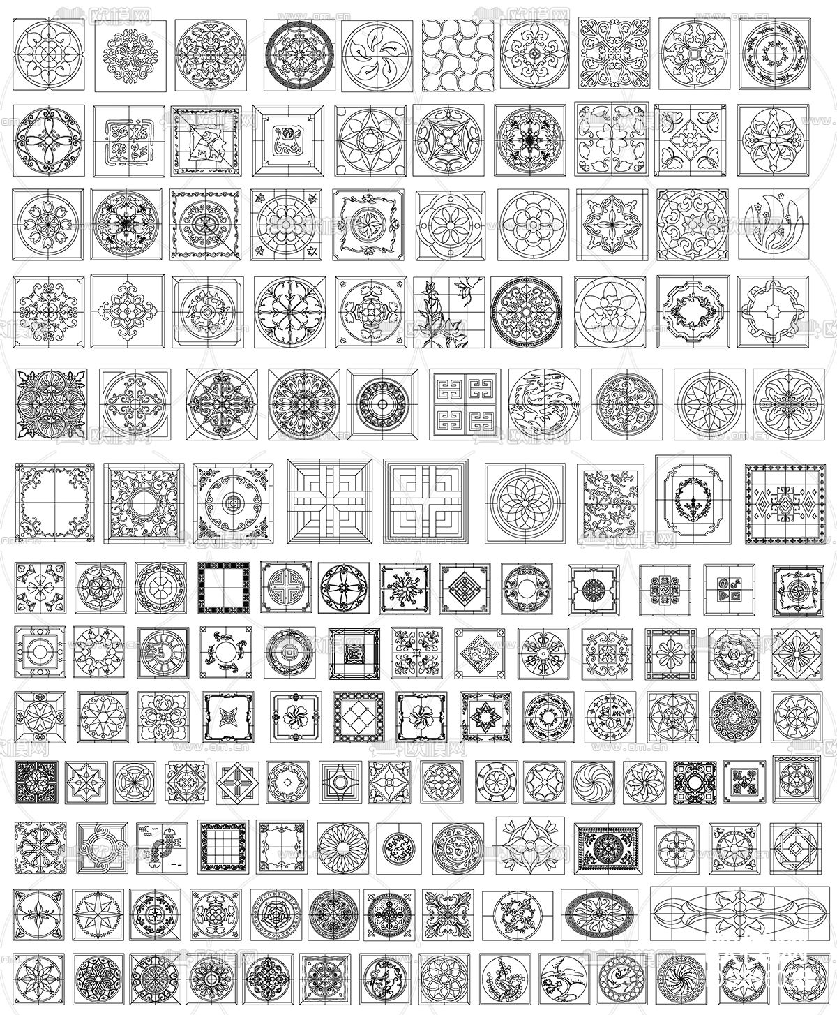 石材拼花室内CAD图库下载（渲染图3）