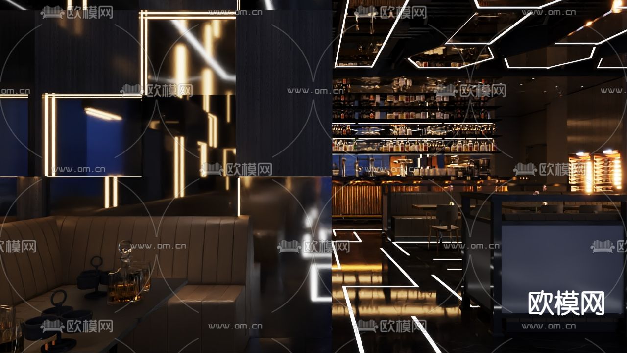现代酒吧 KTV 夜总会3d模型下载（渲染图3）