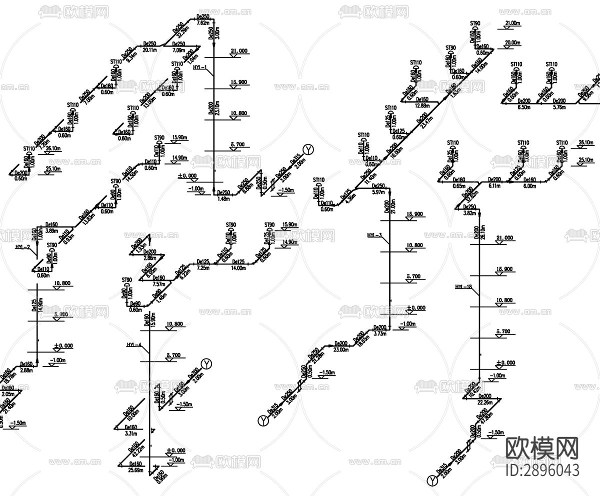 购物中心给排水系统设计CAD施工图下载（渲染图1）