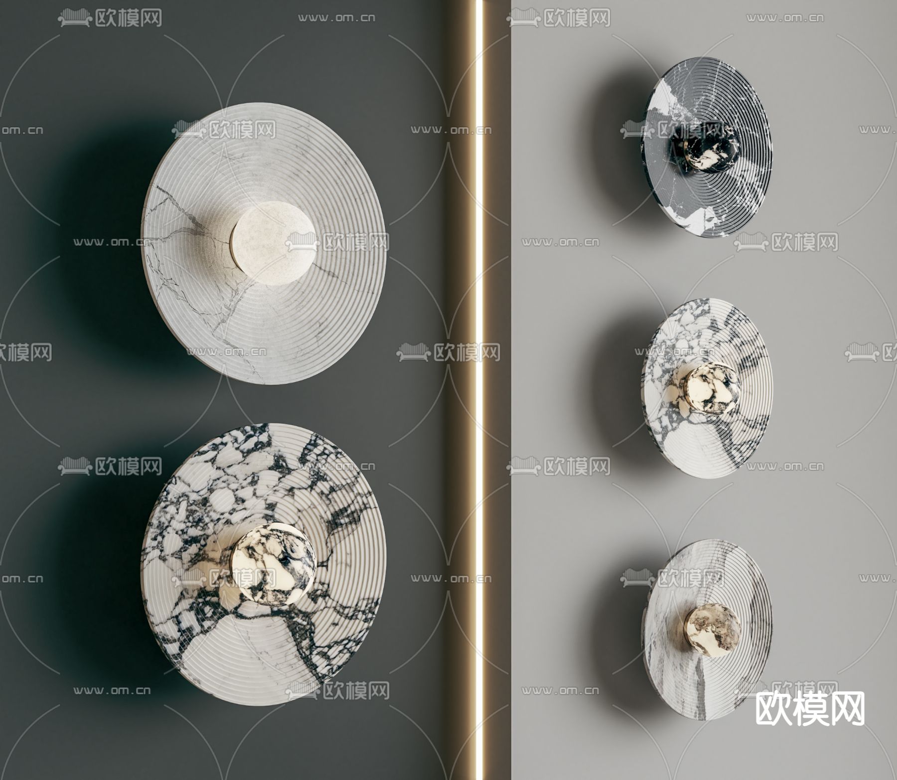 现代大理石壁灯su模型下载（渲染图1）