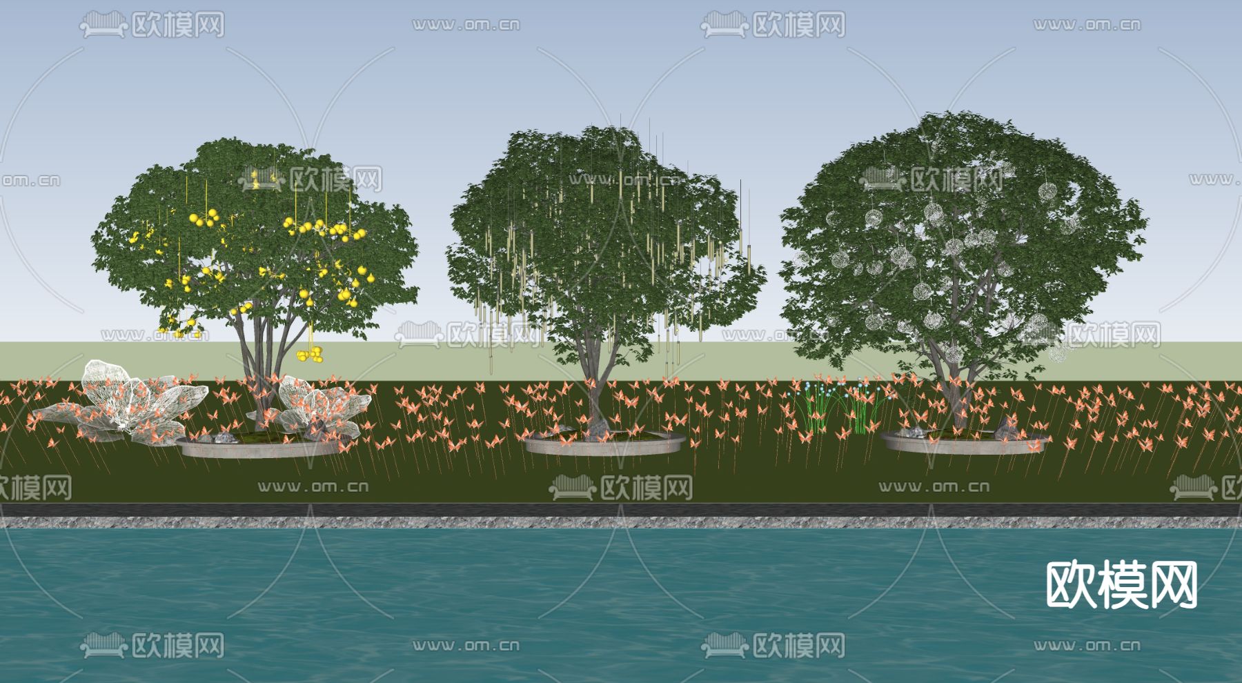 景观树 景观树池su模型下载（渲染图2）