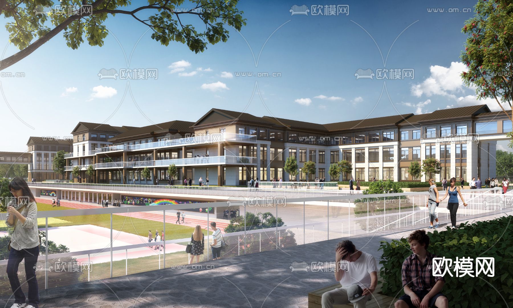 中小学校su模型下载（渲染图2）