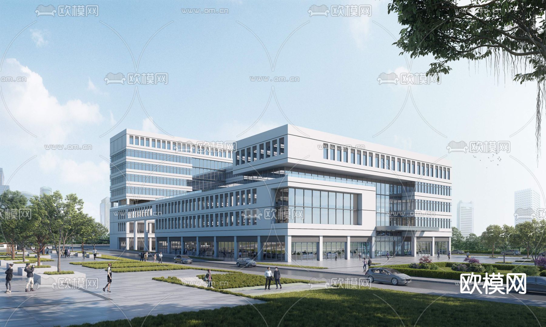 办公楼外观3d模型下载