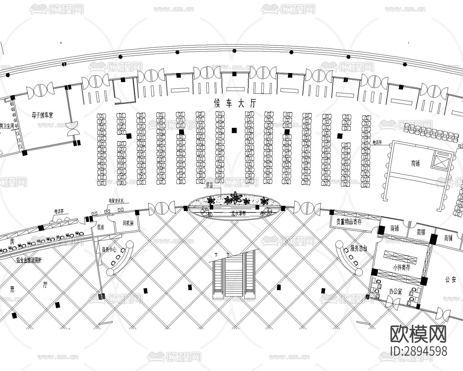 客运站cad施工图下载（渲染图4）
