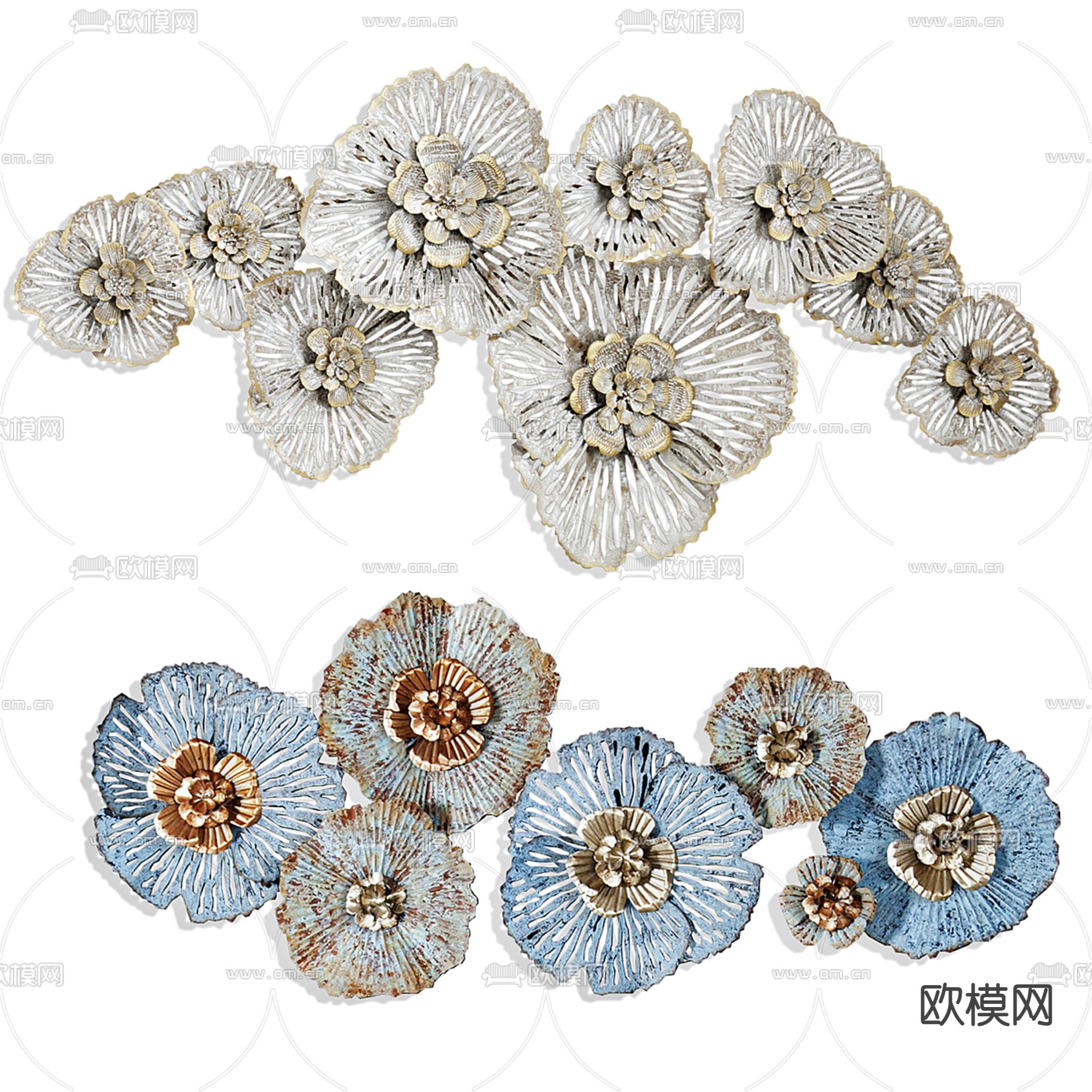 轻奢墙饰 花朵挂饰3d模型下载