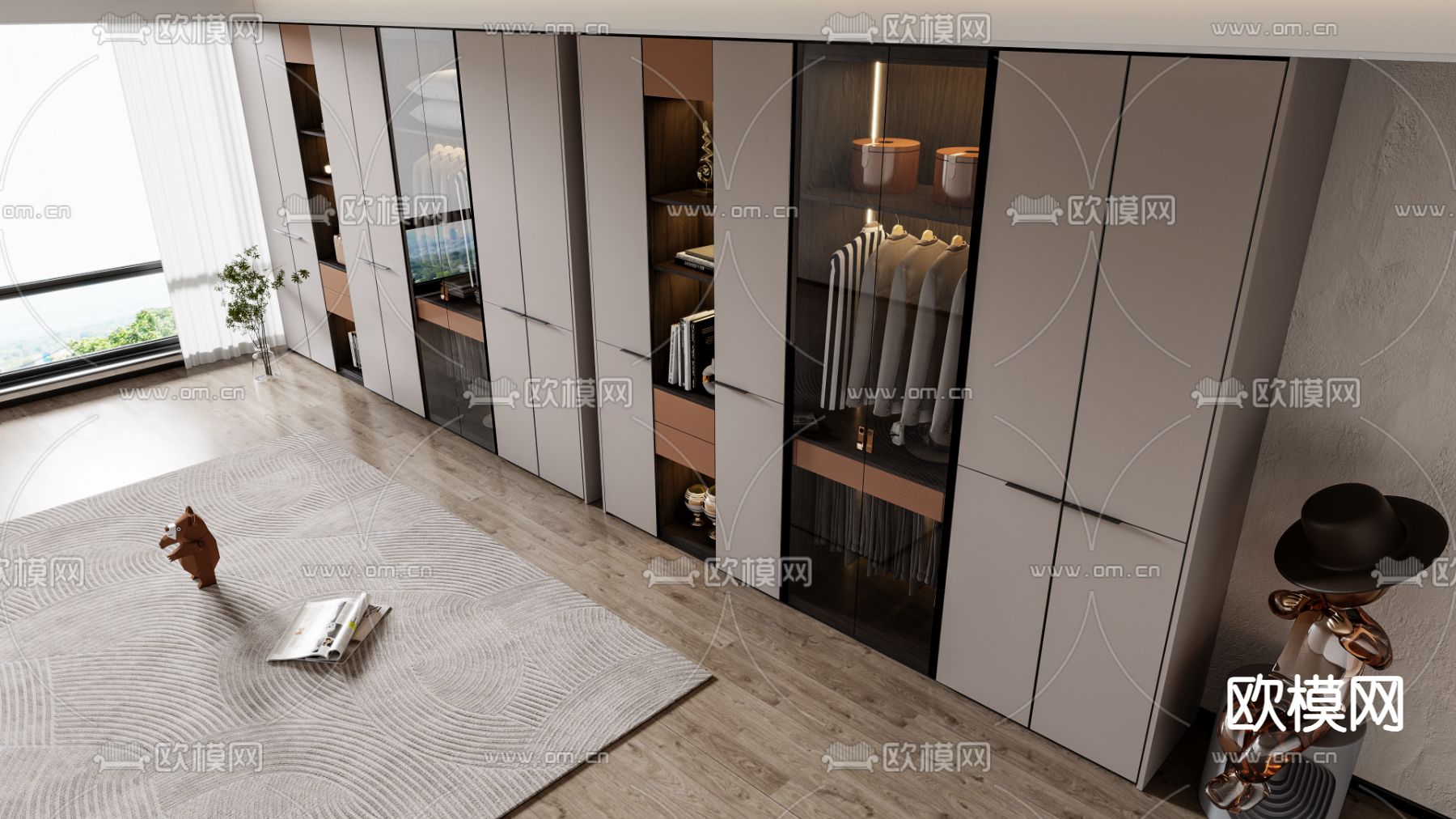 轻奢衣柜3d模型下载（渲染图2）