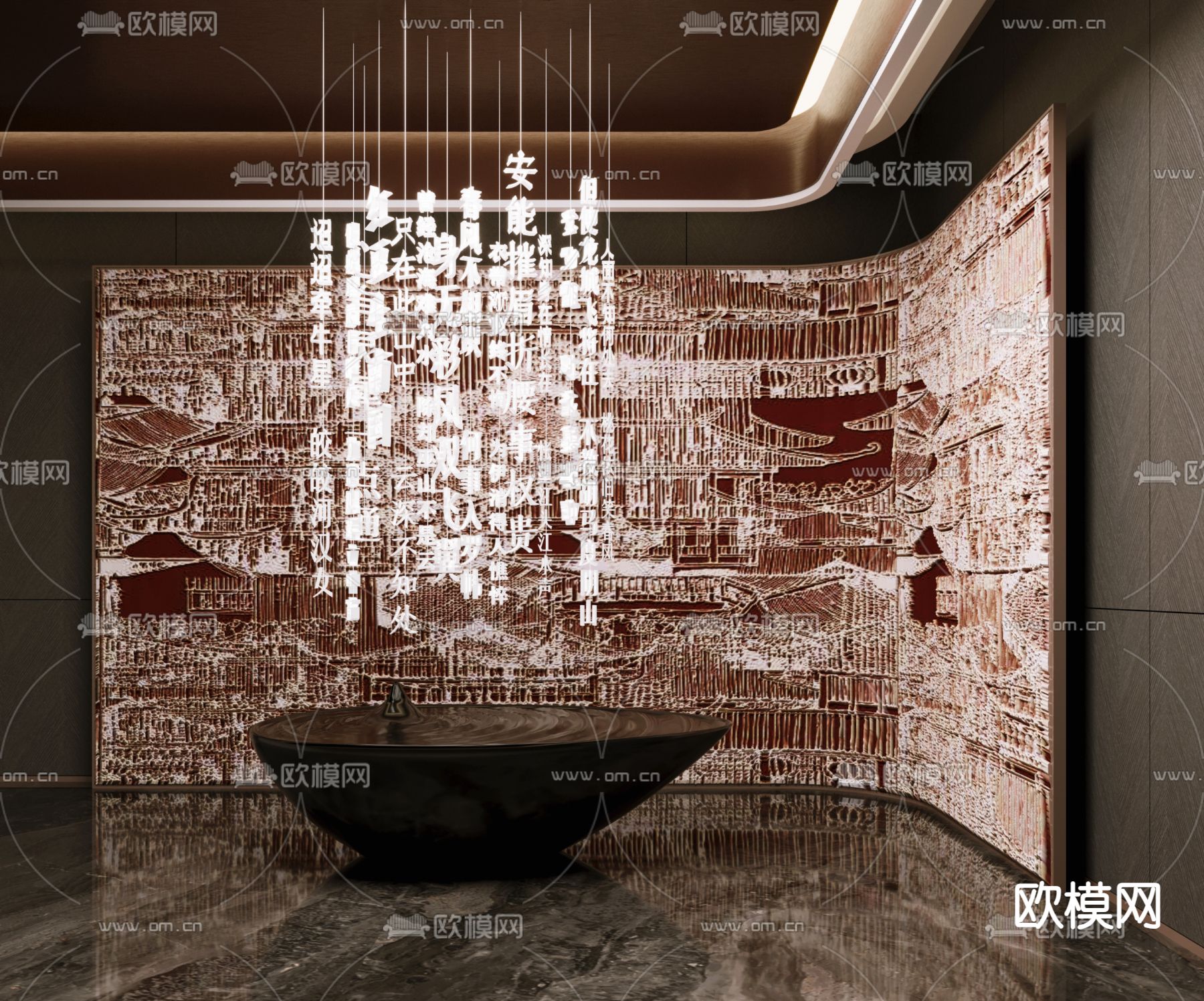 艺术装置 大堂雕塑 文字吊饰3d模型下载