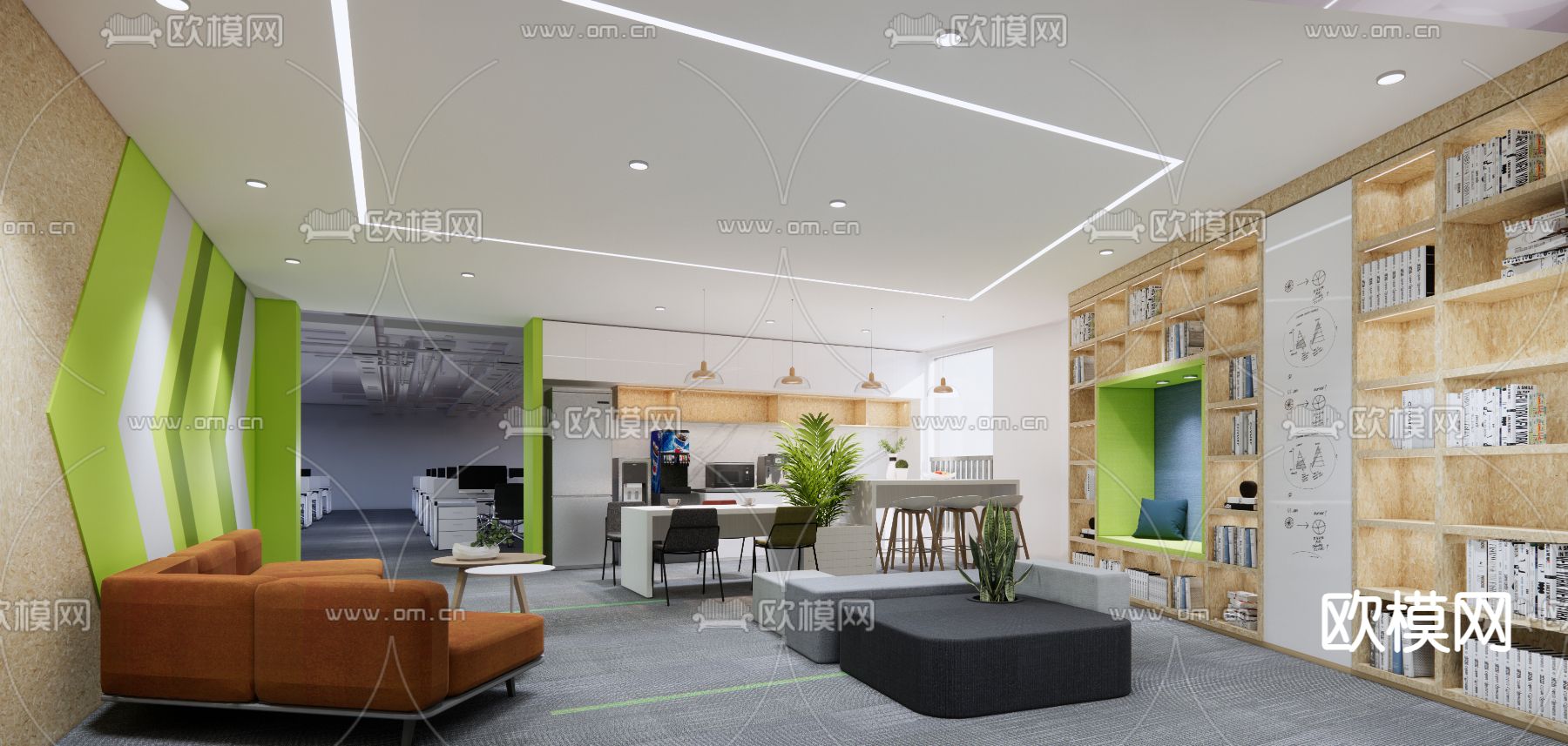 办公室休闲区su模型下载（渲染图1）