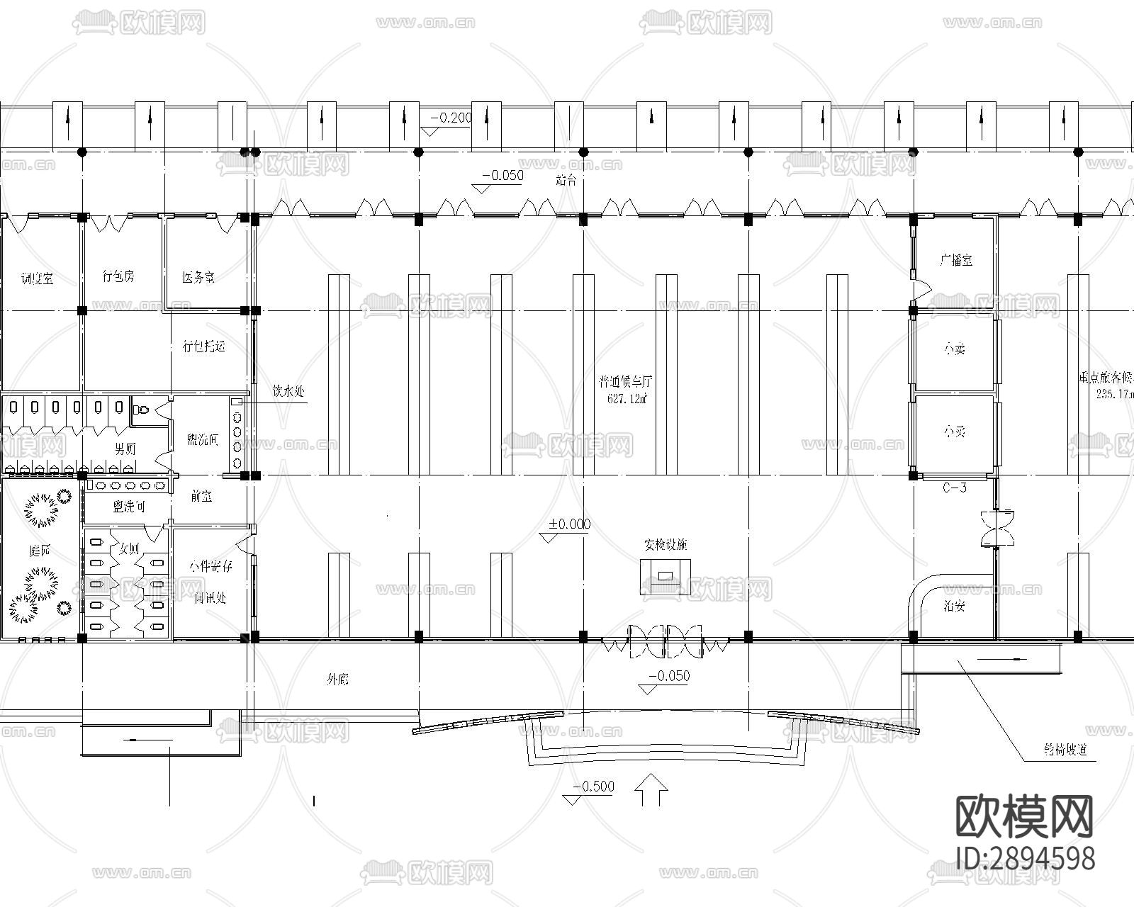 客运站cad施工图下载（渲染图2）