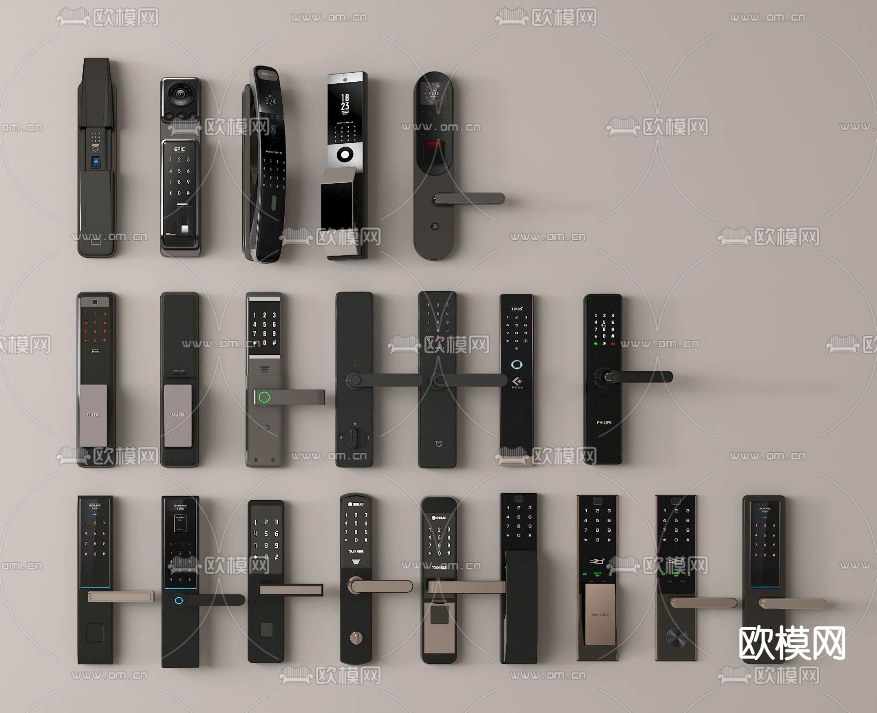 智能锁 指纹锁 密码锁3d模型下载