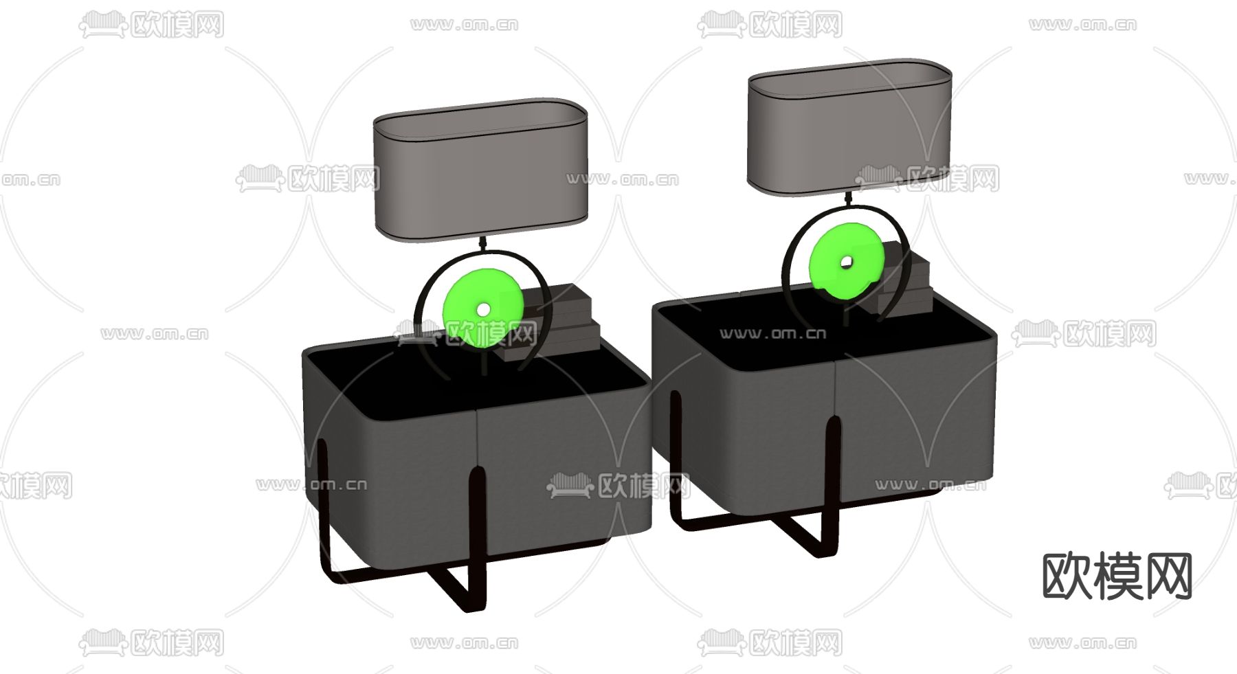 床头柜 台灯su模型下载（渲染图2）
