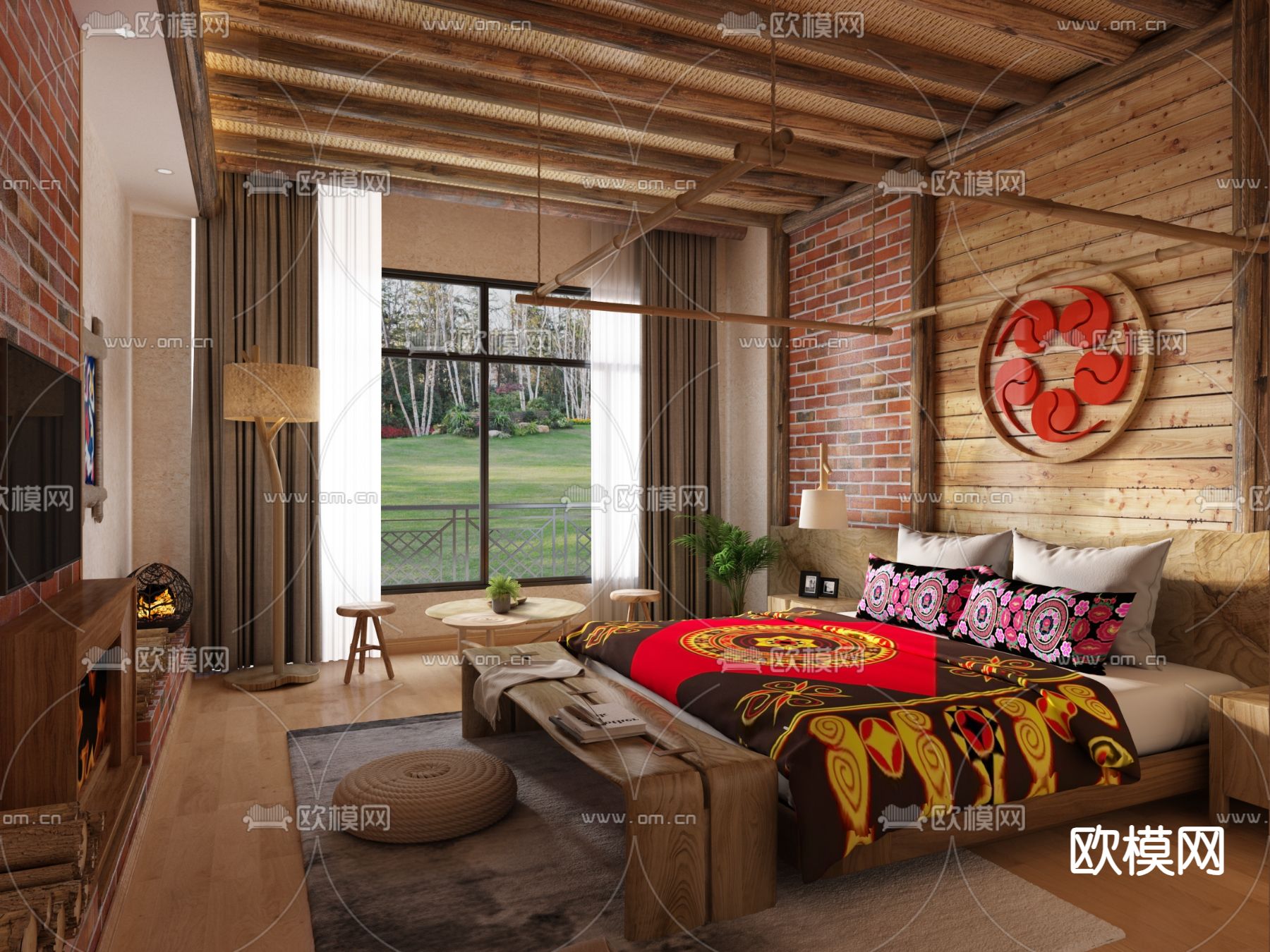 彝族 民宿 客房3d模型下载（渲染图2）