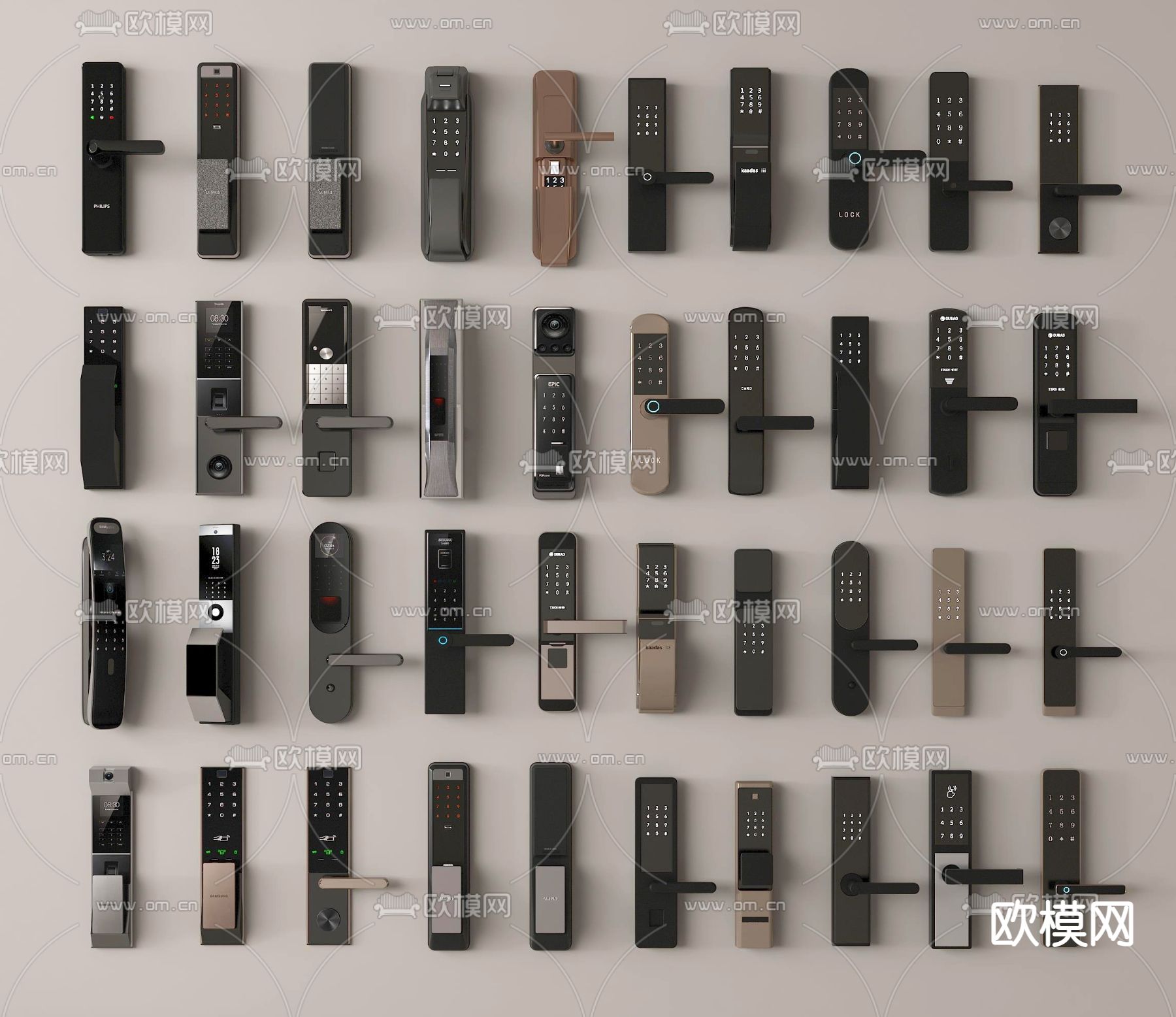 门把手 指纹锁 密码锁3d模型下载