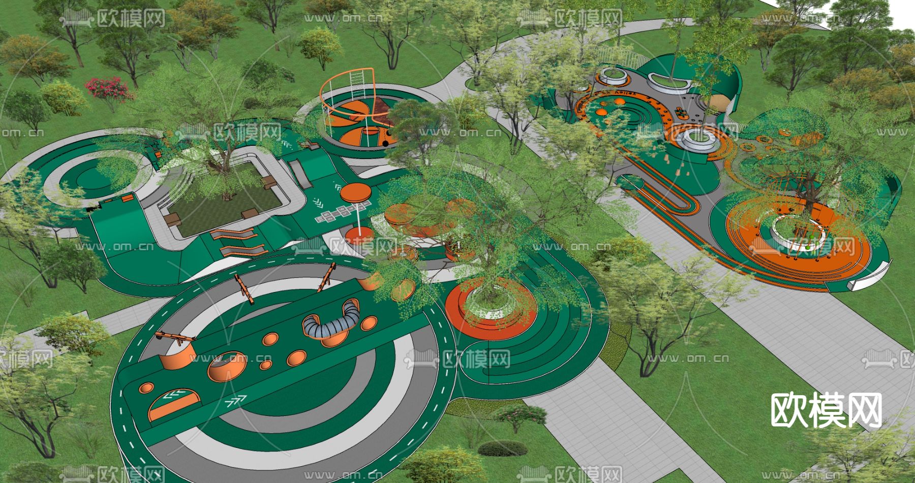儿童游乐广场su模型下载（渲染图4）