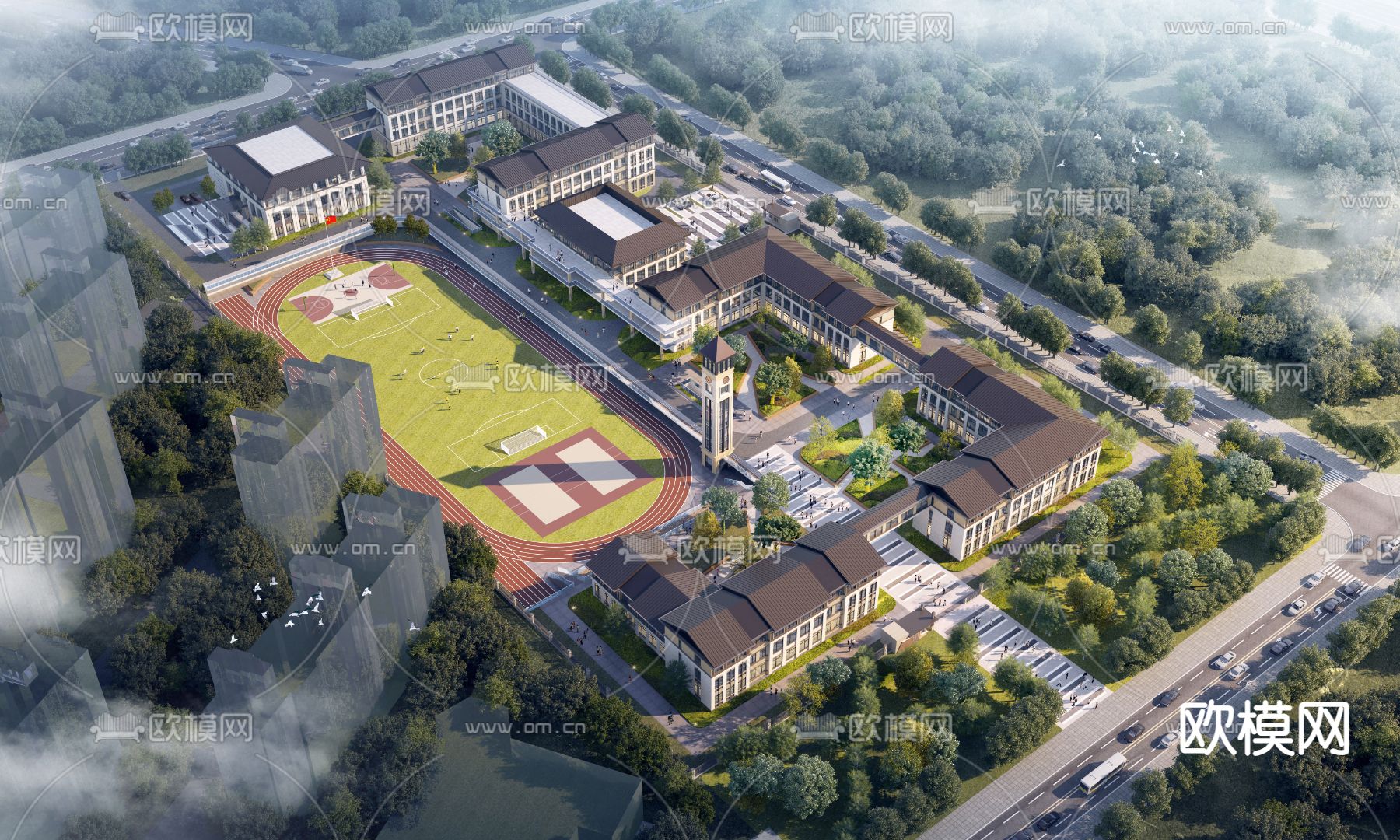 中小学校su模型下载（渲染图3）