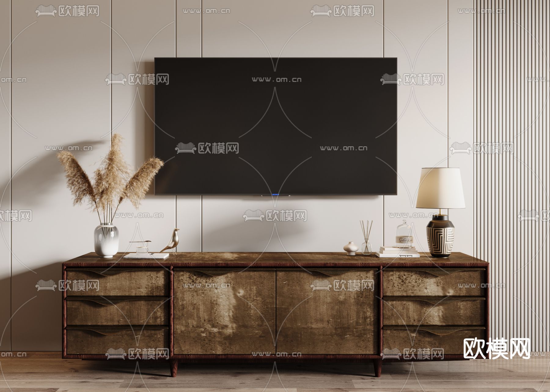 中古风电视柜3d模型下载