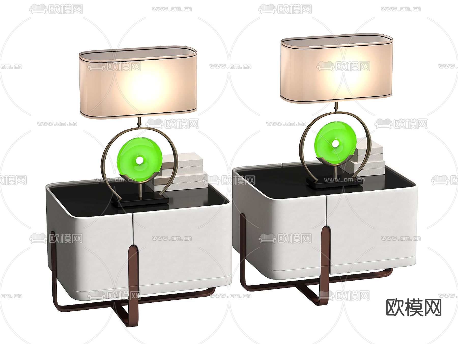 床头柜 台灯su模型下载（渲染图1）