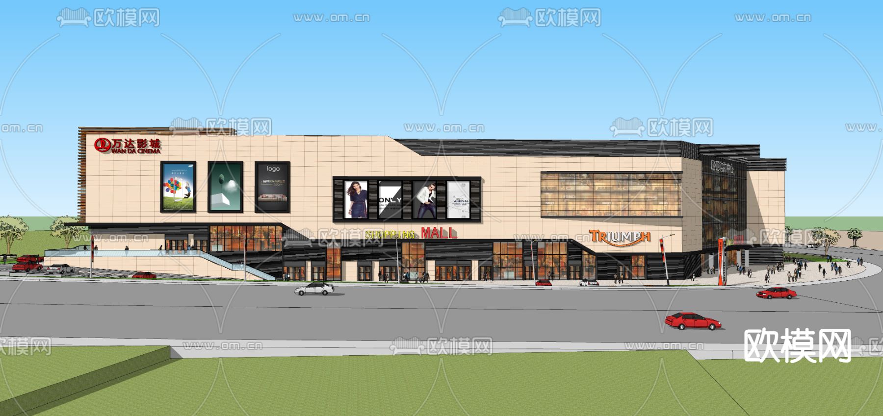 商场综合体su模型下载（渲染图3）