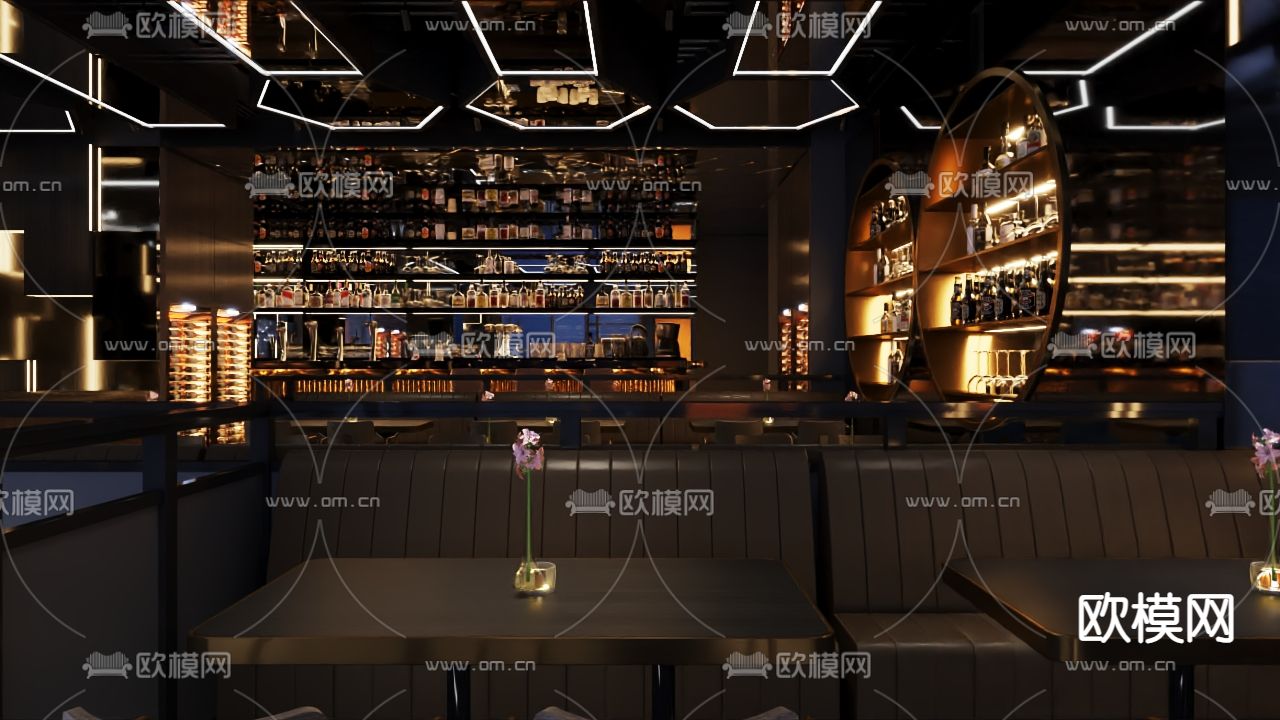 现代酒吧 KTV 夜总会3d模型下载（渲染图2）