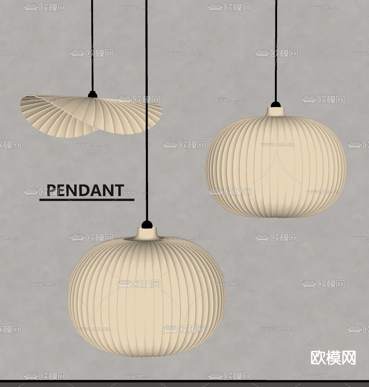 侘寂风吊灯su模型下载（渲染图2）