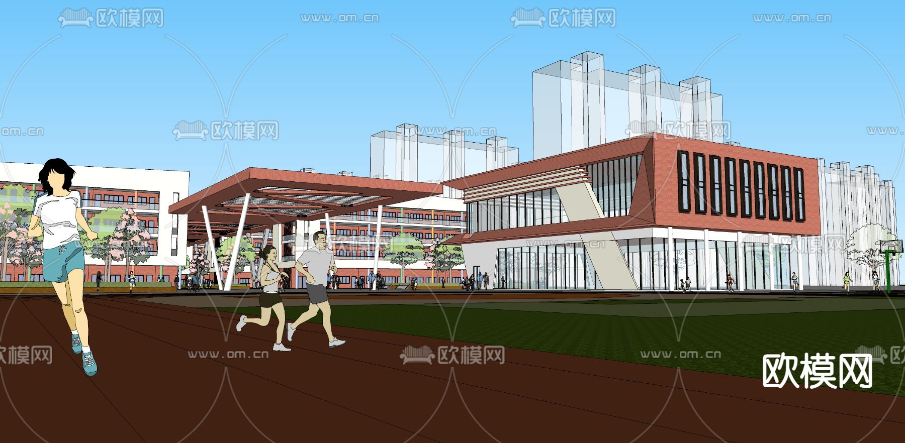 现代中小学校su模型下载（渲染图3）