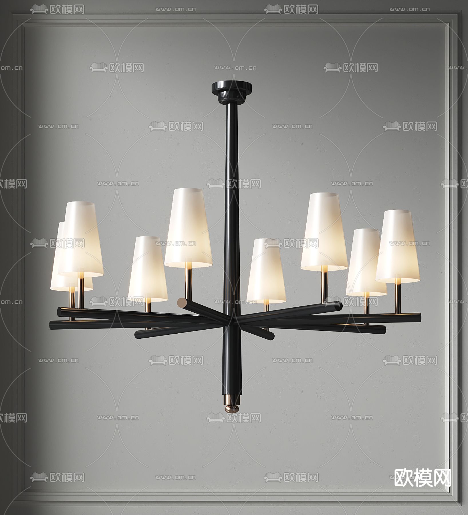 新中式吊灯su模型下载（渲染图1）