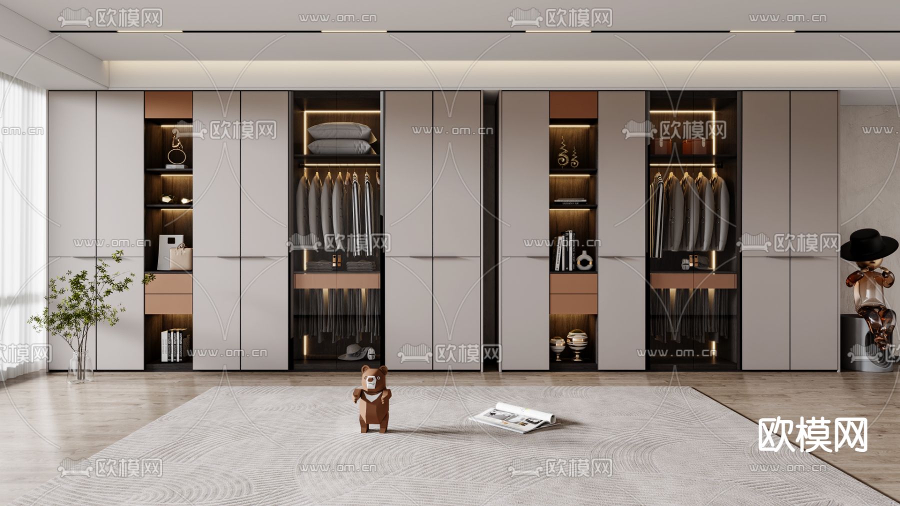 轻奢衣柜3d模型下载（渲染图1）
