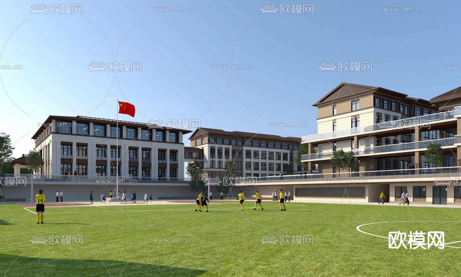 中小学校su模型下载（渲染图1）