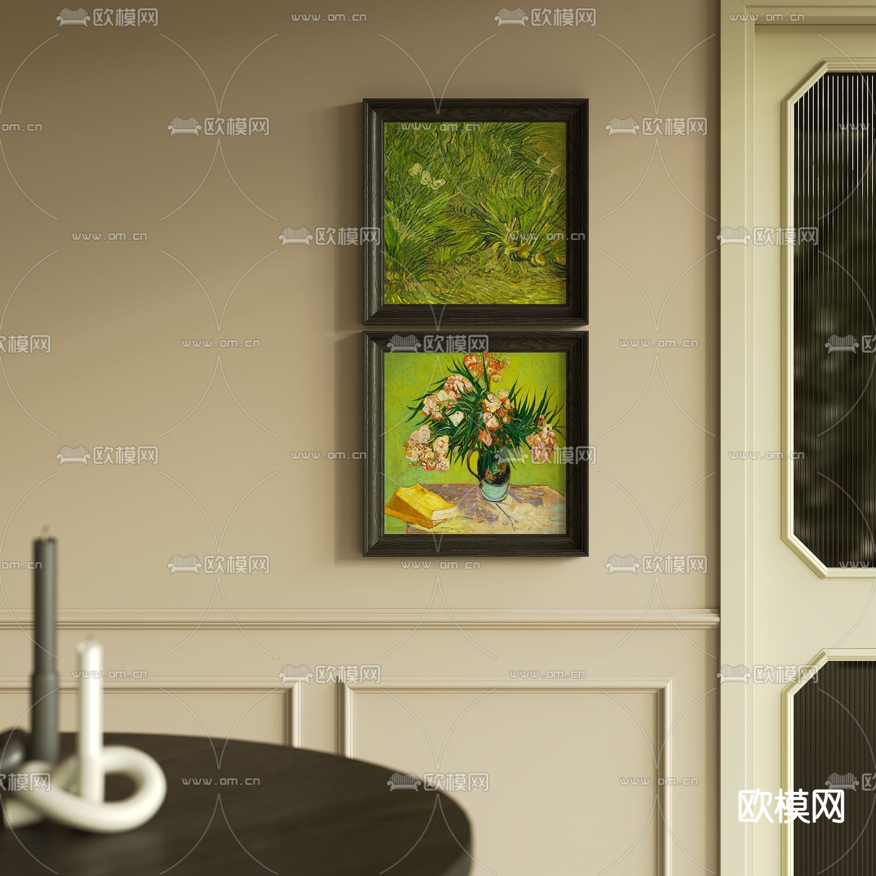法式装饰画 挂画su模型下载（渲染图1）