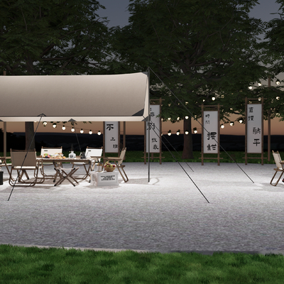 露营帐篷  户外桌椅su模型