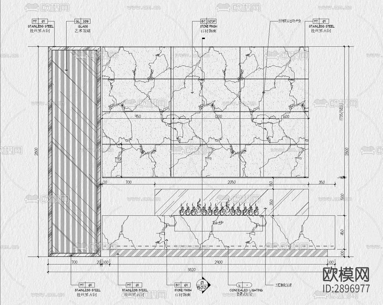 壁炉cad大样图下载（渲染图7）