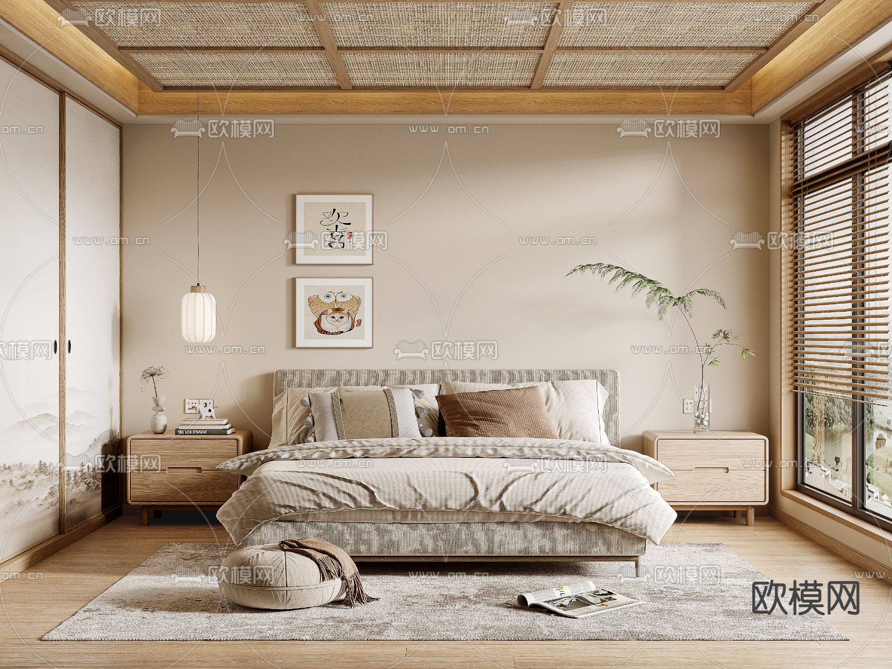 日式卧室 主人房3d模型下载