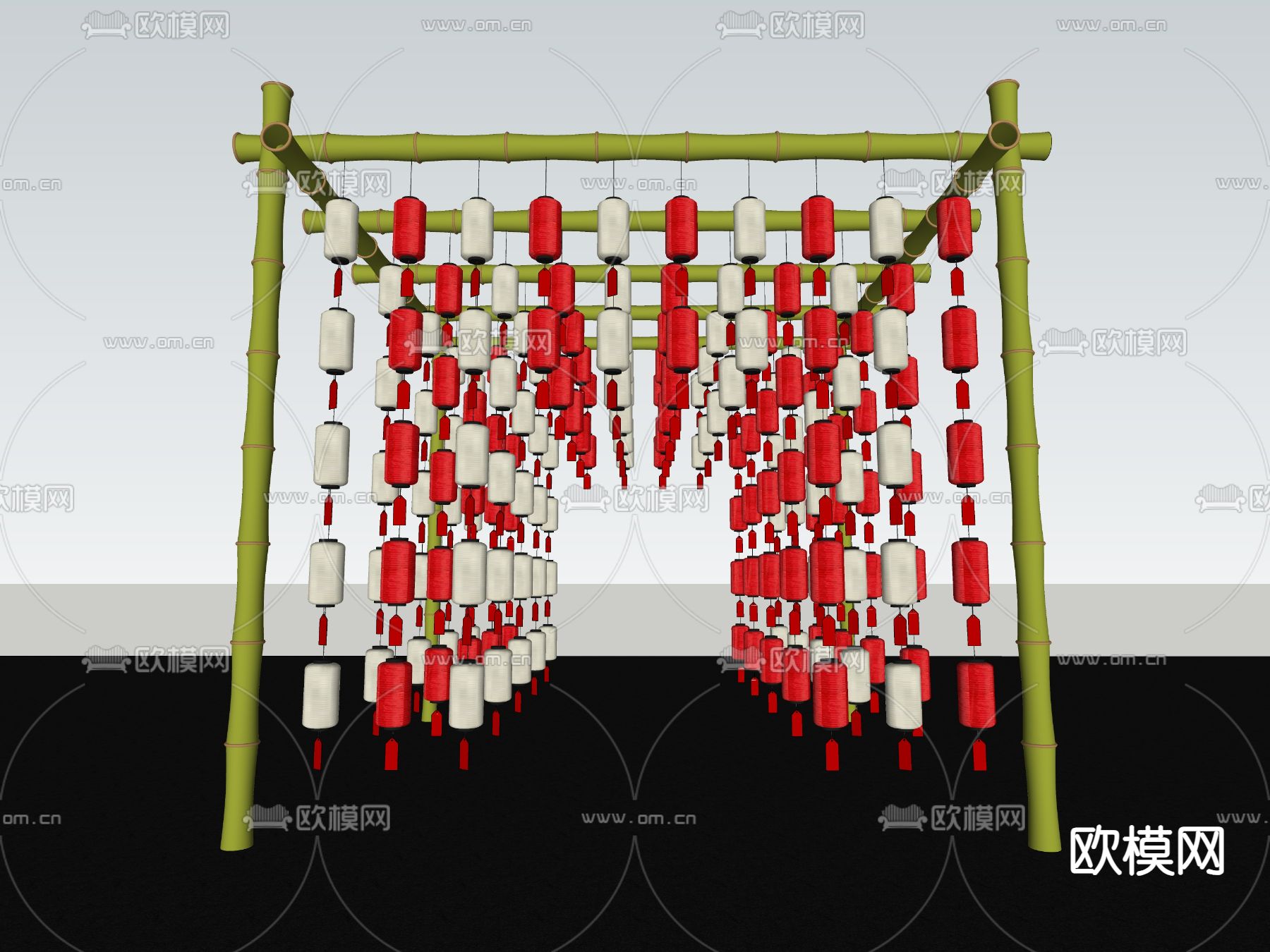 新中式商业美陈su模型