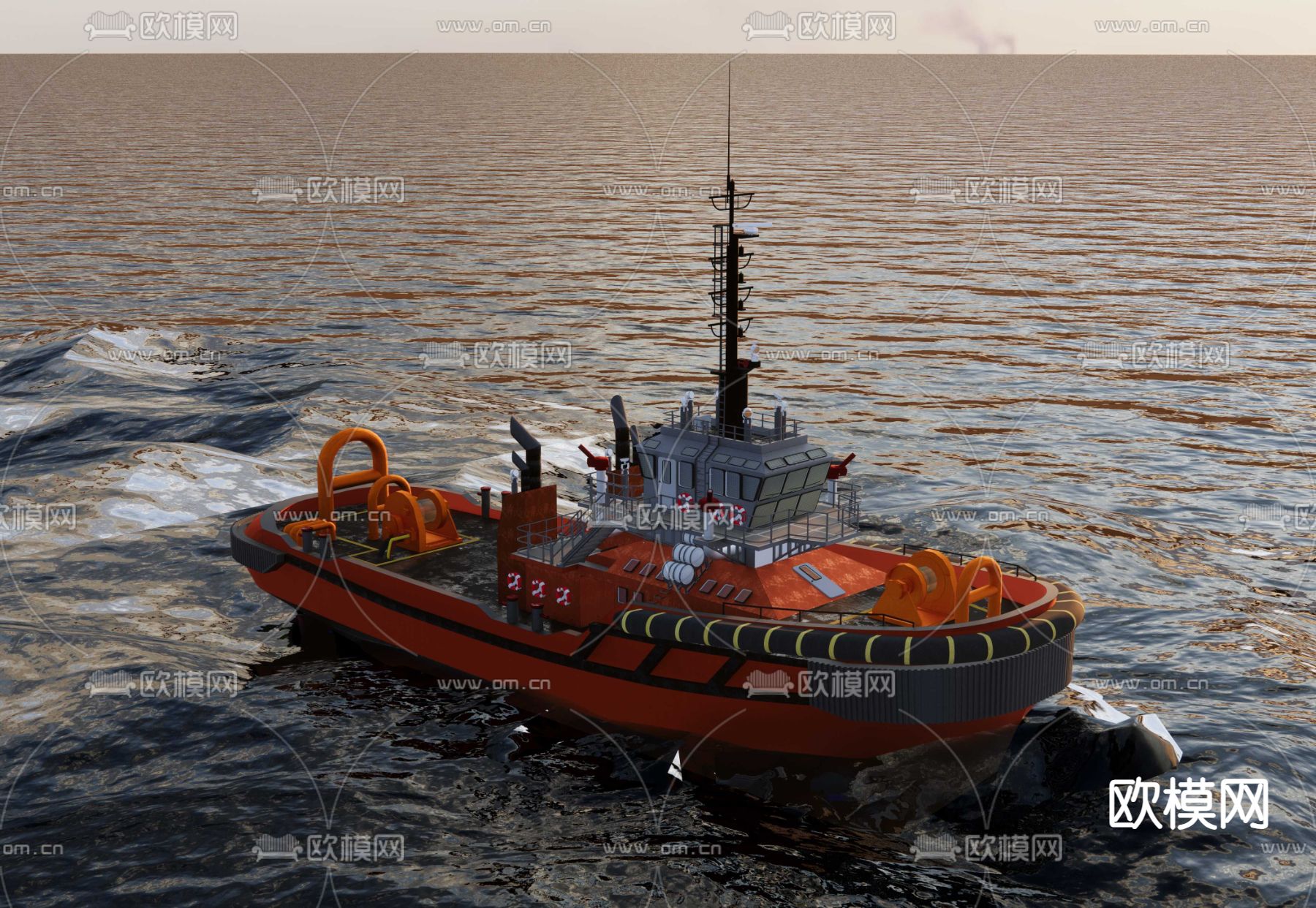 大型拖船su模型下载（渲染图2）