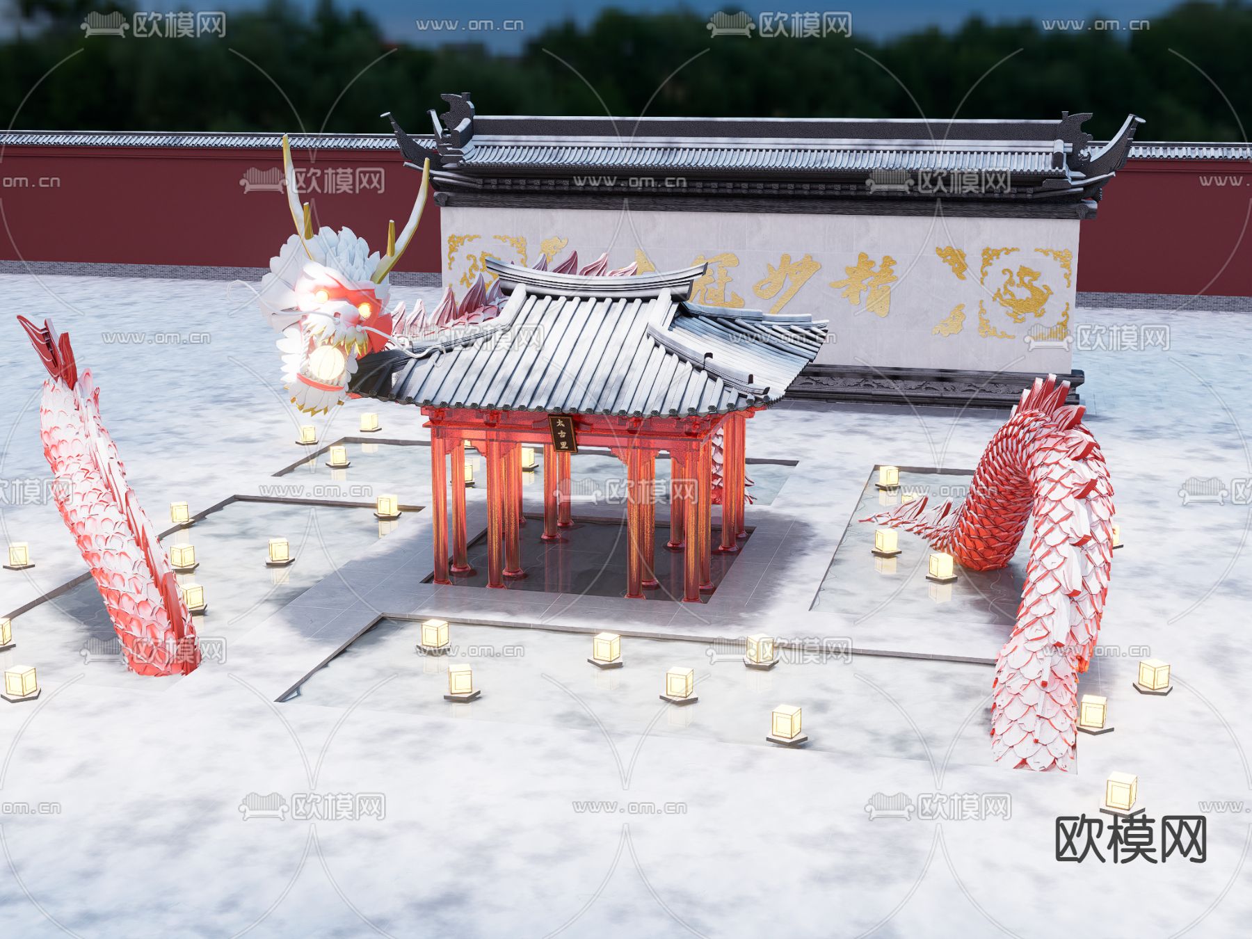 中式龙年美陈su模型