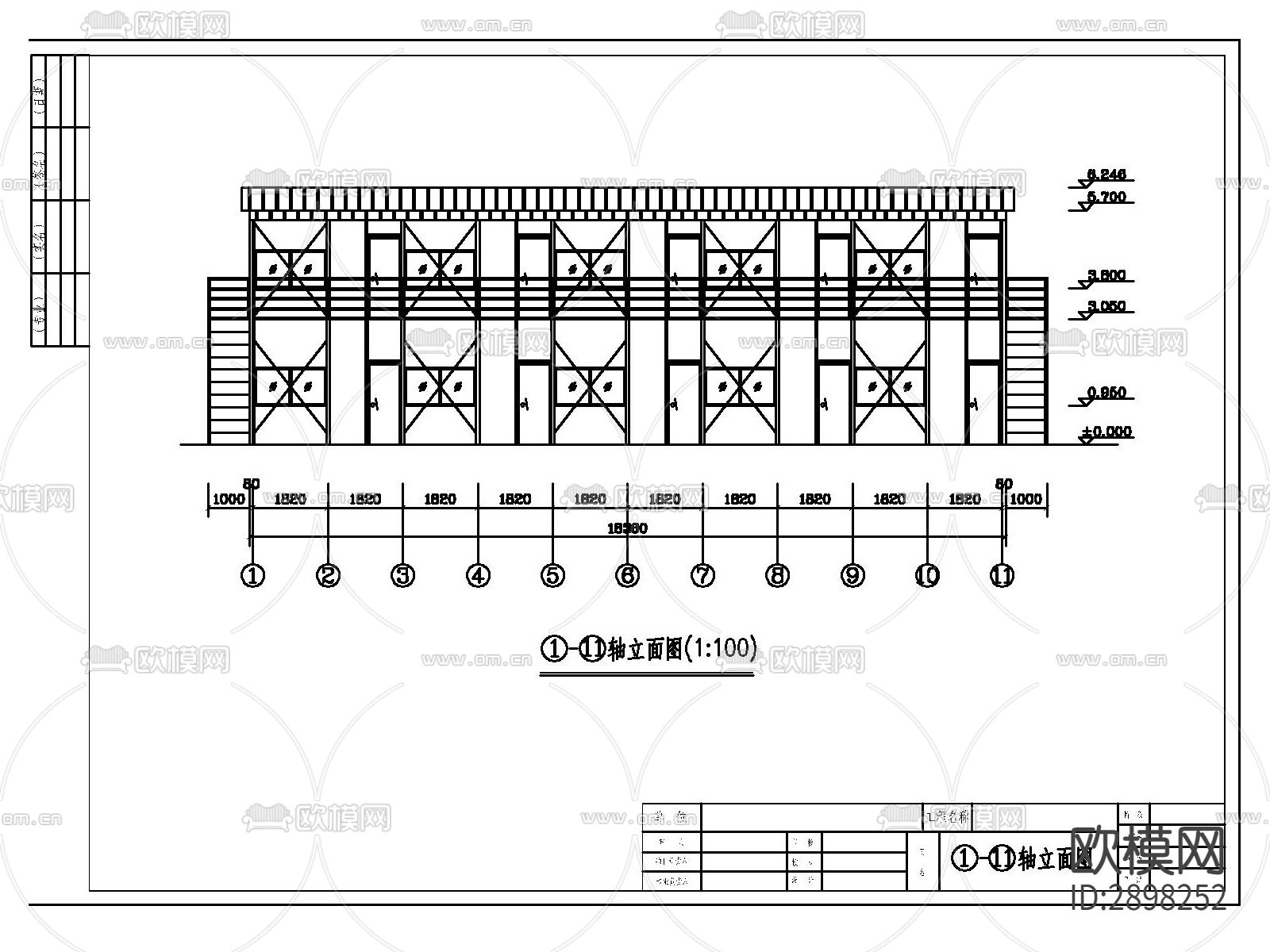 13套彩钢板工地临时用房cad施工图下载（渲染图4）