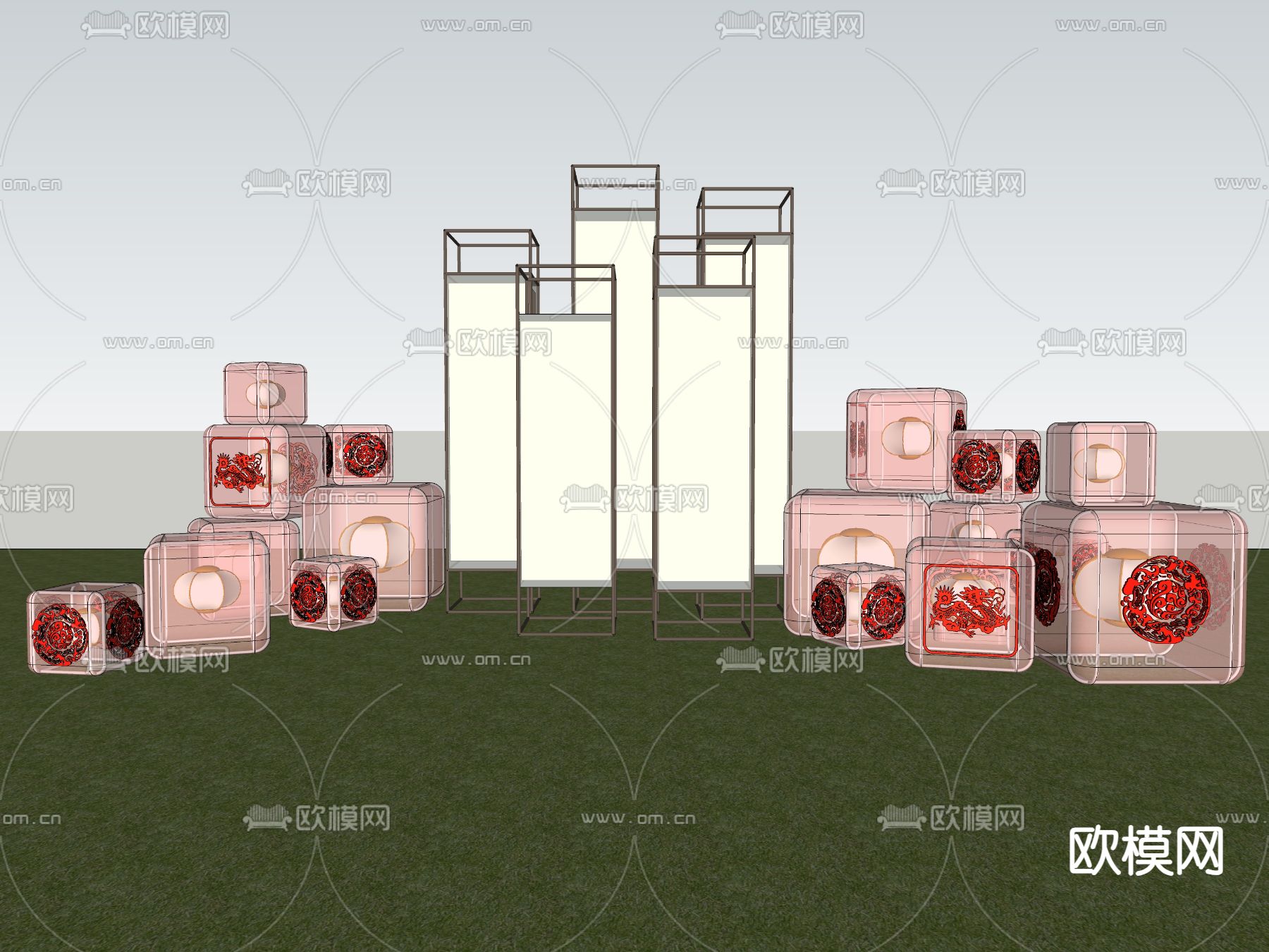 新中式新年美陈su模型