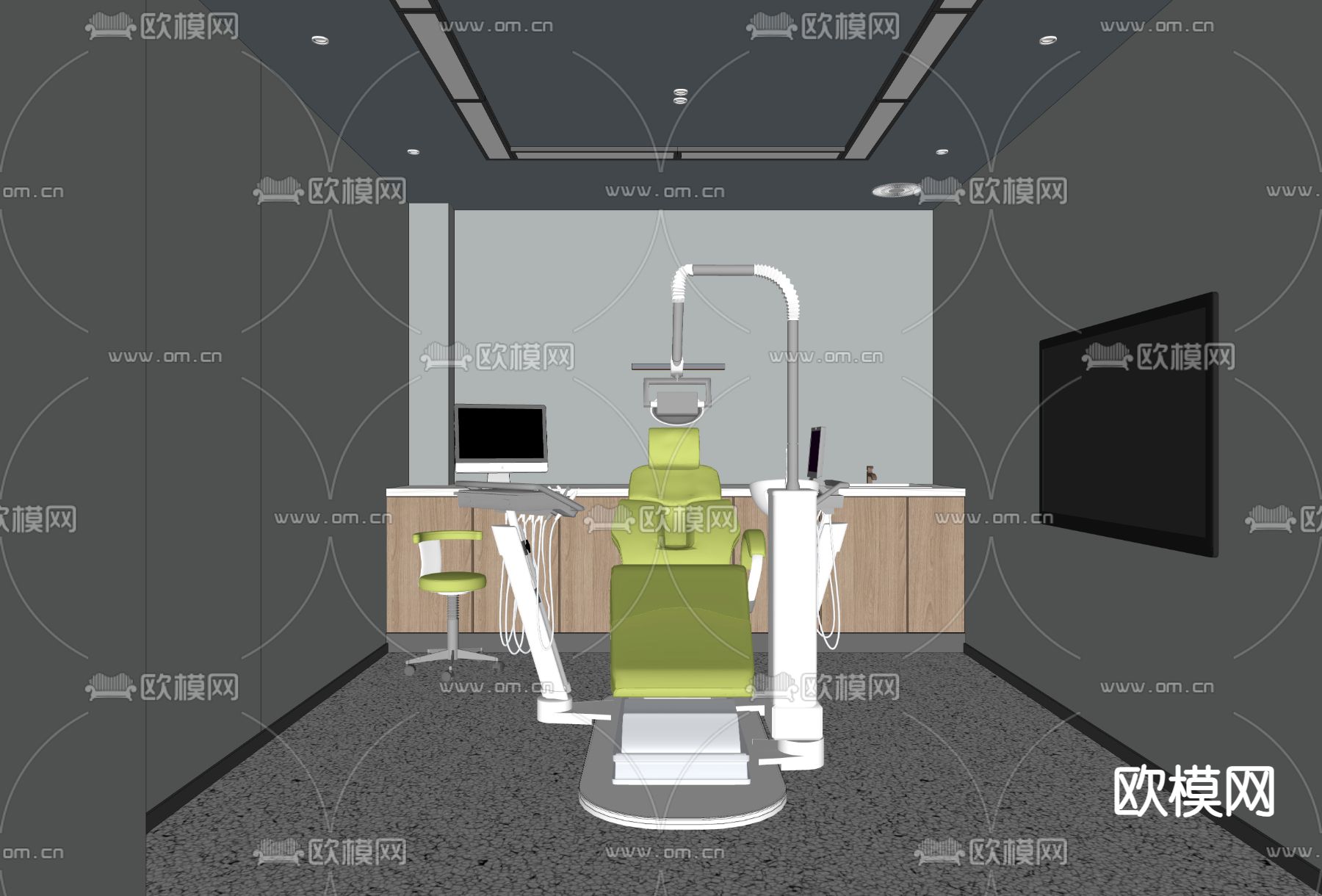 现代治疗室 牙科诊室su模型下载（渲染图2）