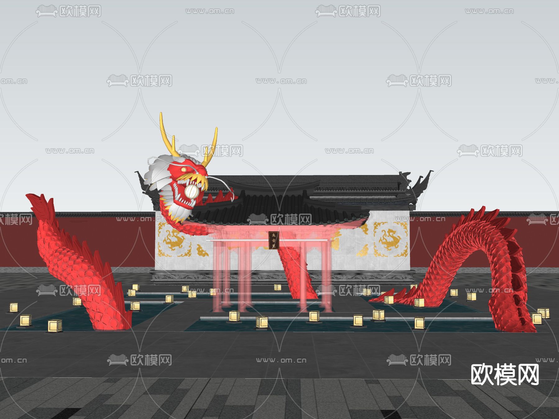 中式龙年美陈su模型