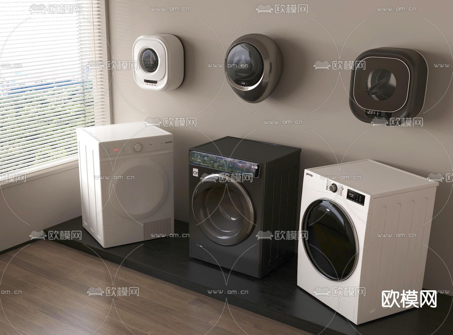 洗衣机 烘干机su模型下载（渲染图1）