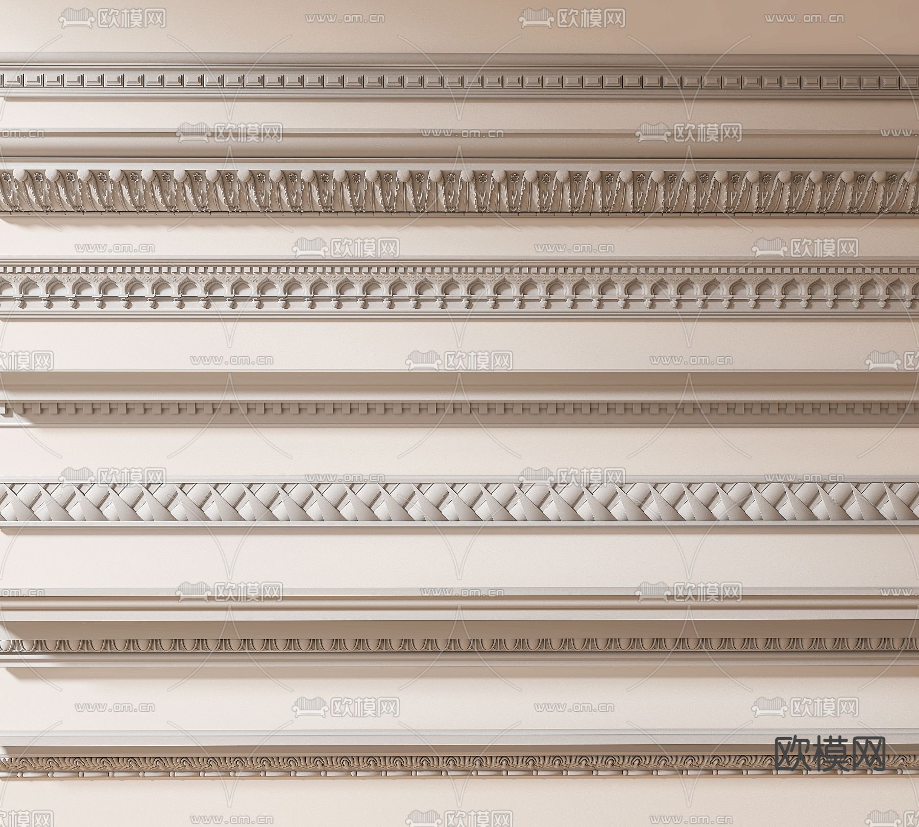 欧式线条 石膏线 踢脚线3d模型下载