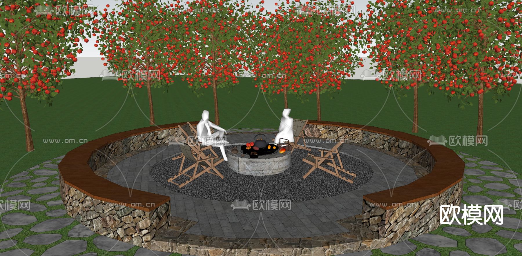 围炉煮茶su模型下载（渲染图4）